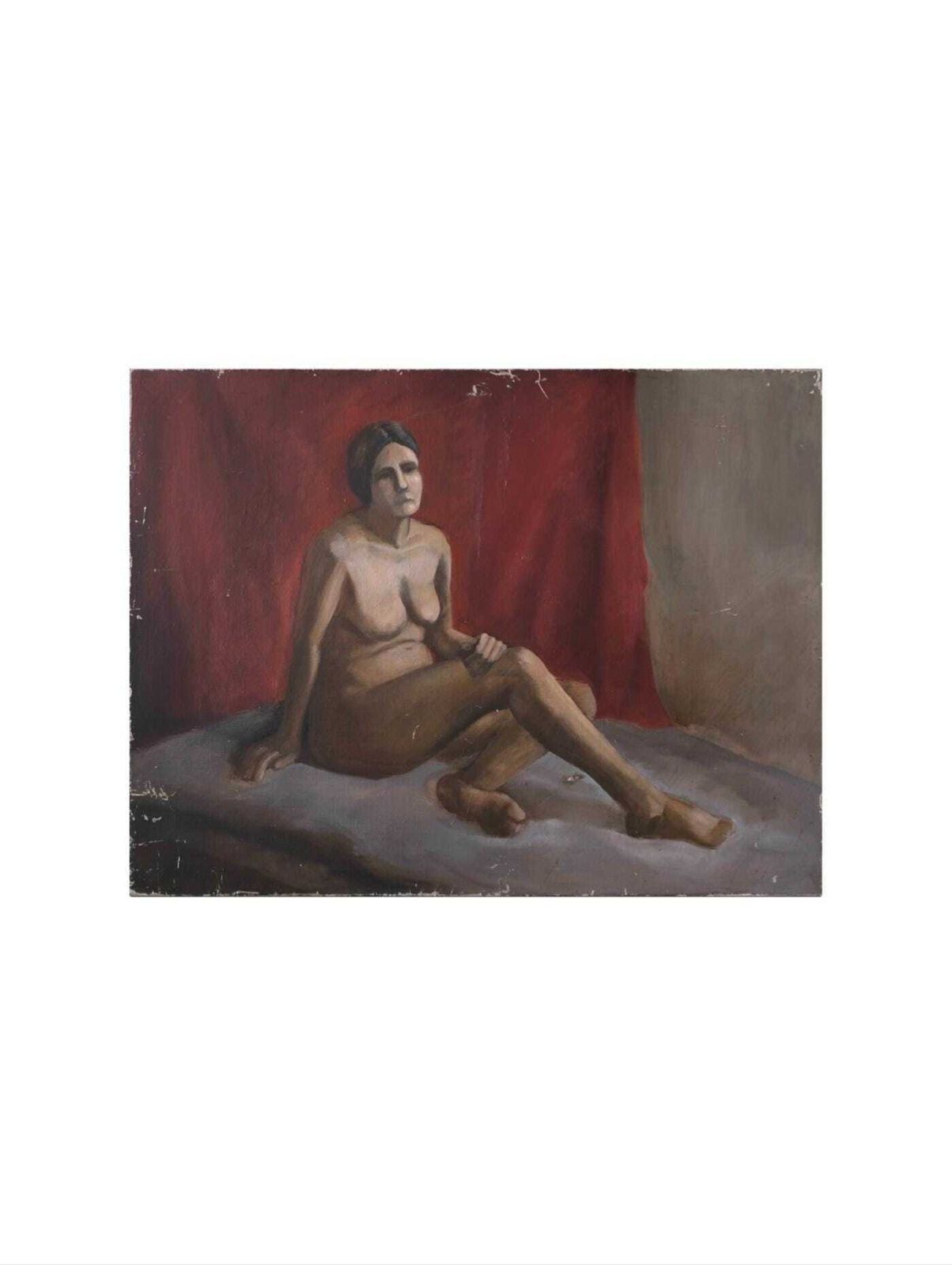 Large Nude Study Painting | Oil On Canvas | Latvia | 1970s. photo vintage