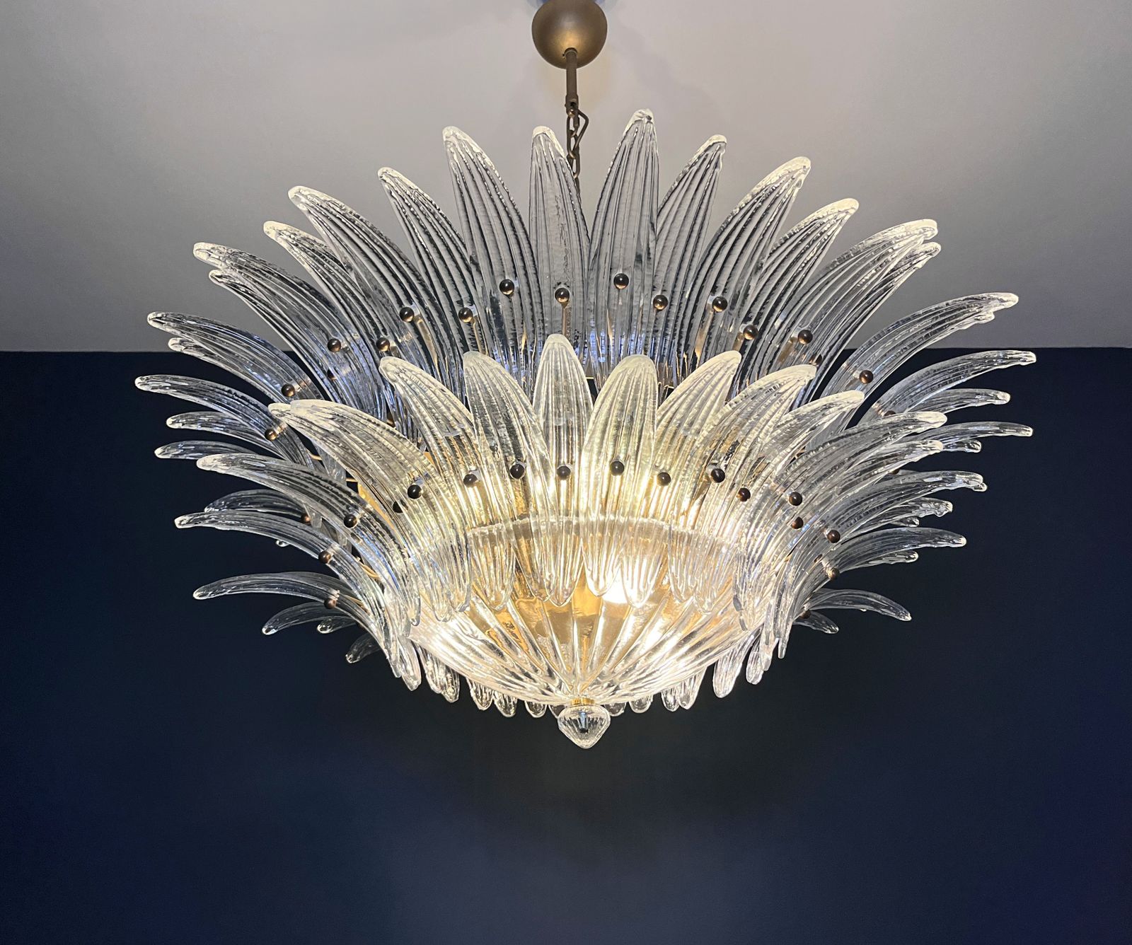 photo buy Murano Chandelier Original Palmette, Two Levels, 82 Clear Glasses