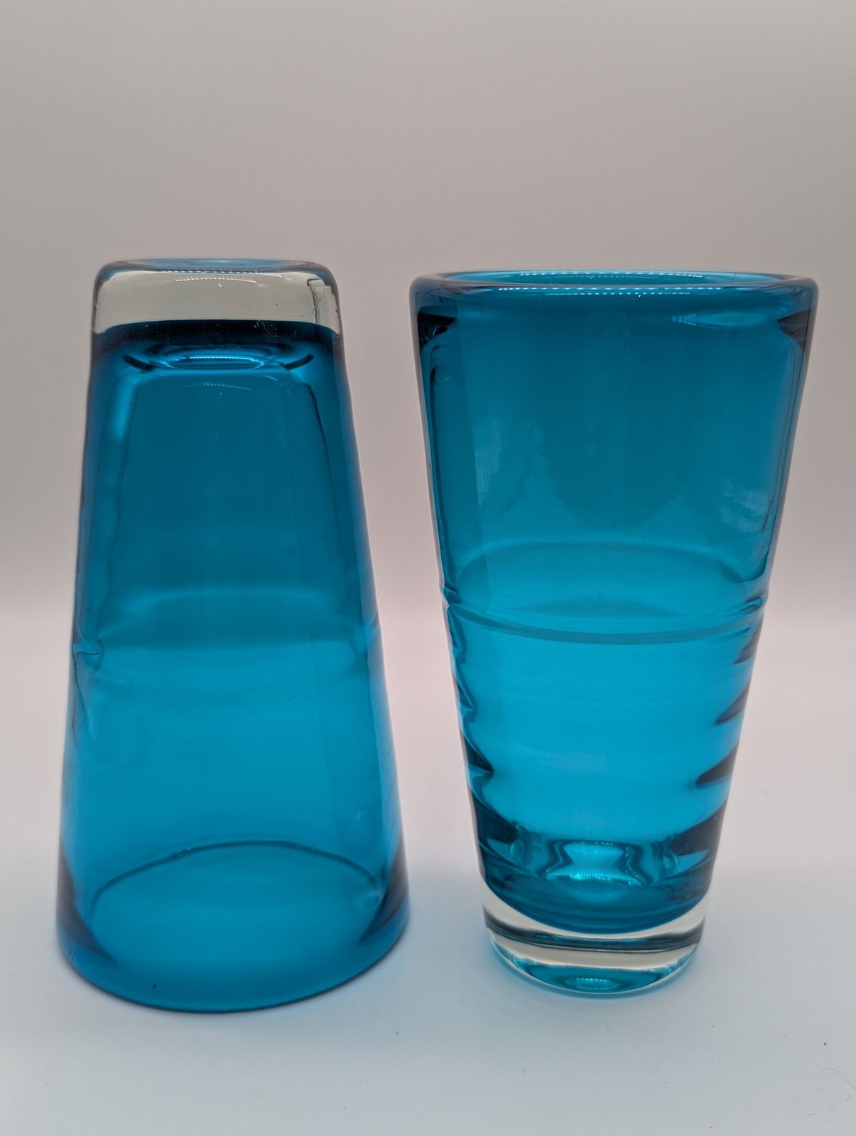 photo furniture Vintage Blue Glass Vases – Pair | Mid Century Scandinavian Style
