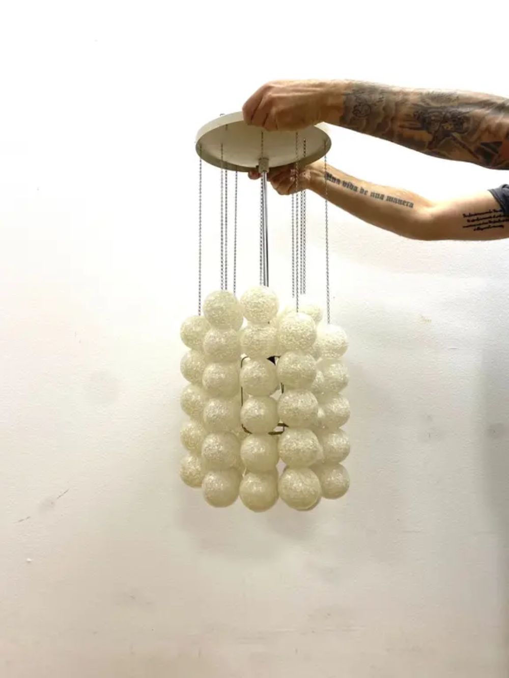 Retro Hanglamp Met Plastic Ballen, Jaren 1960, Tsjecho Slowakije photo furniture