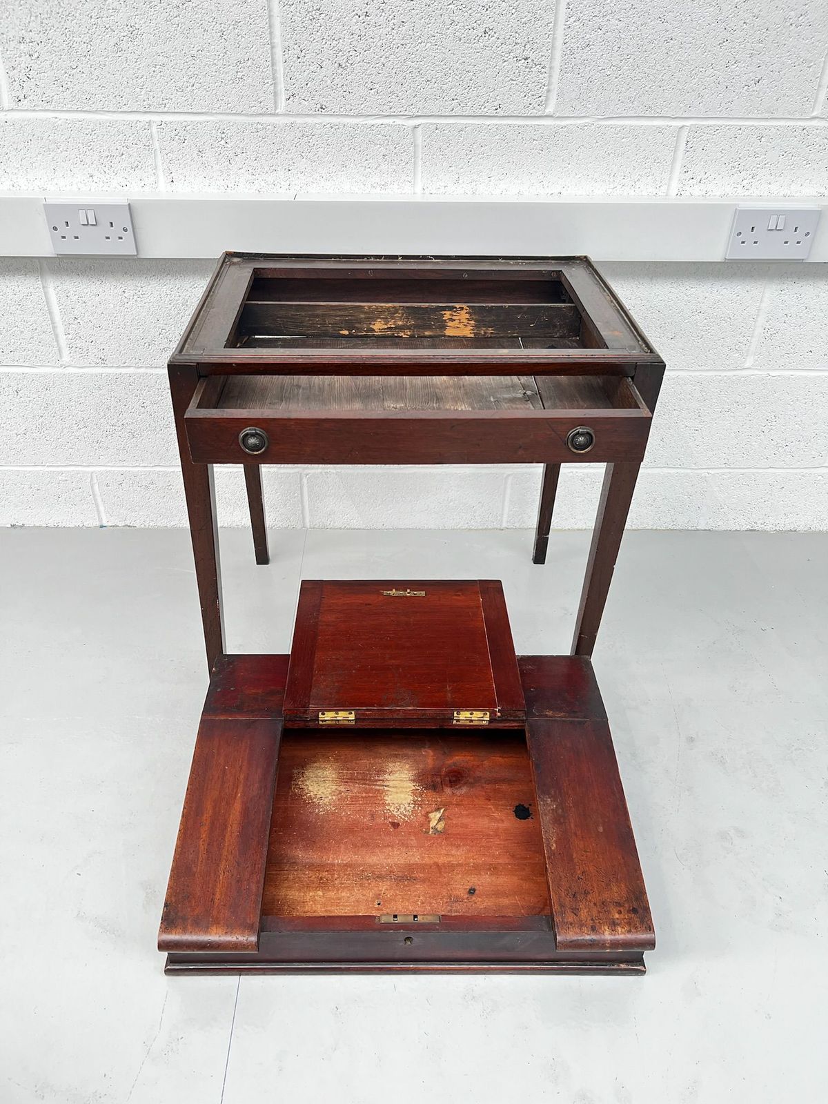 Antique Mahogany Clerks Desk On Base photo for sale