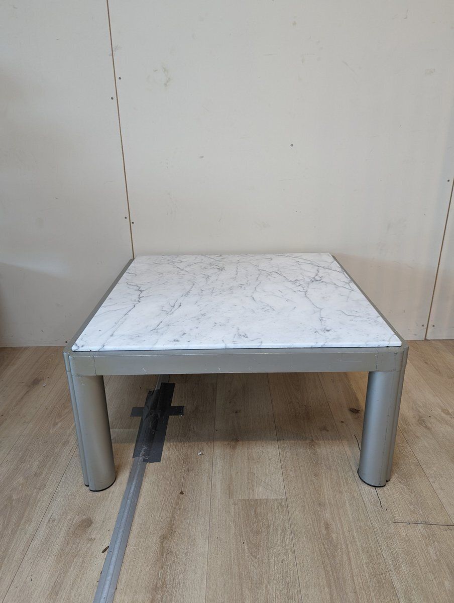 Vintage Artifort Dutch Marble Aluminium Coffee Table By Kho Liang Ie, 1974 photo for sale