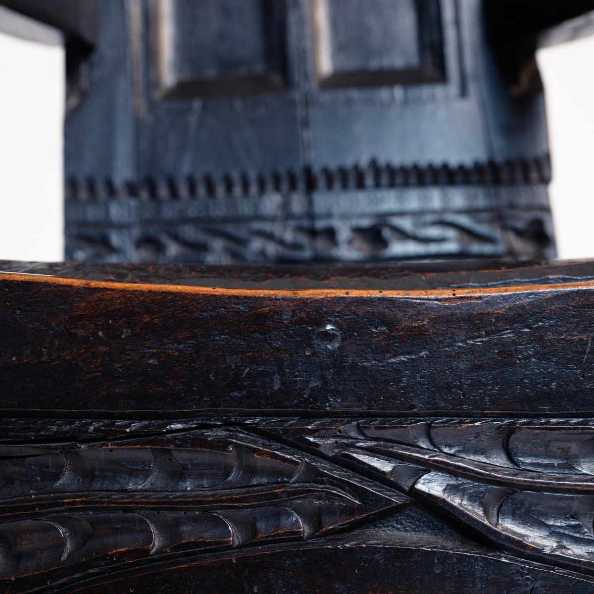Late Medieval Walnut Sculptural Armchair With Floral Carvings, United Kingdom, 1600s photo vintage