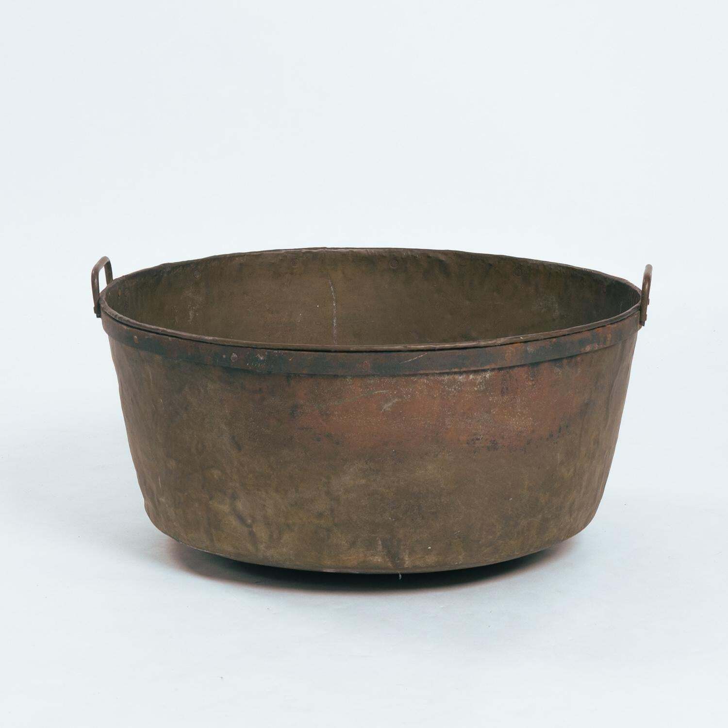Large Brass And Wrought Iron Nailed Log Bucket Pot Bin, 1800/1900s photo furniture