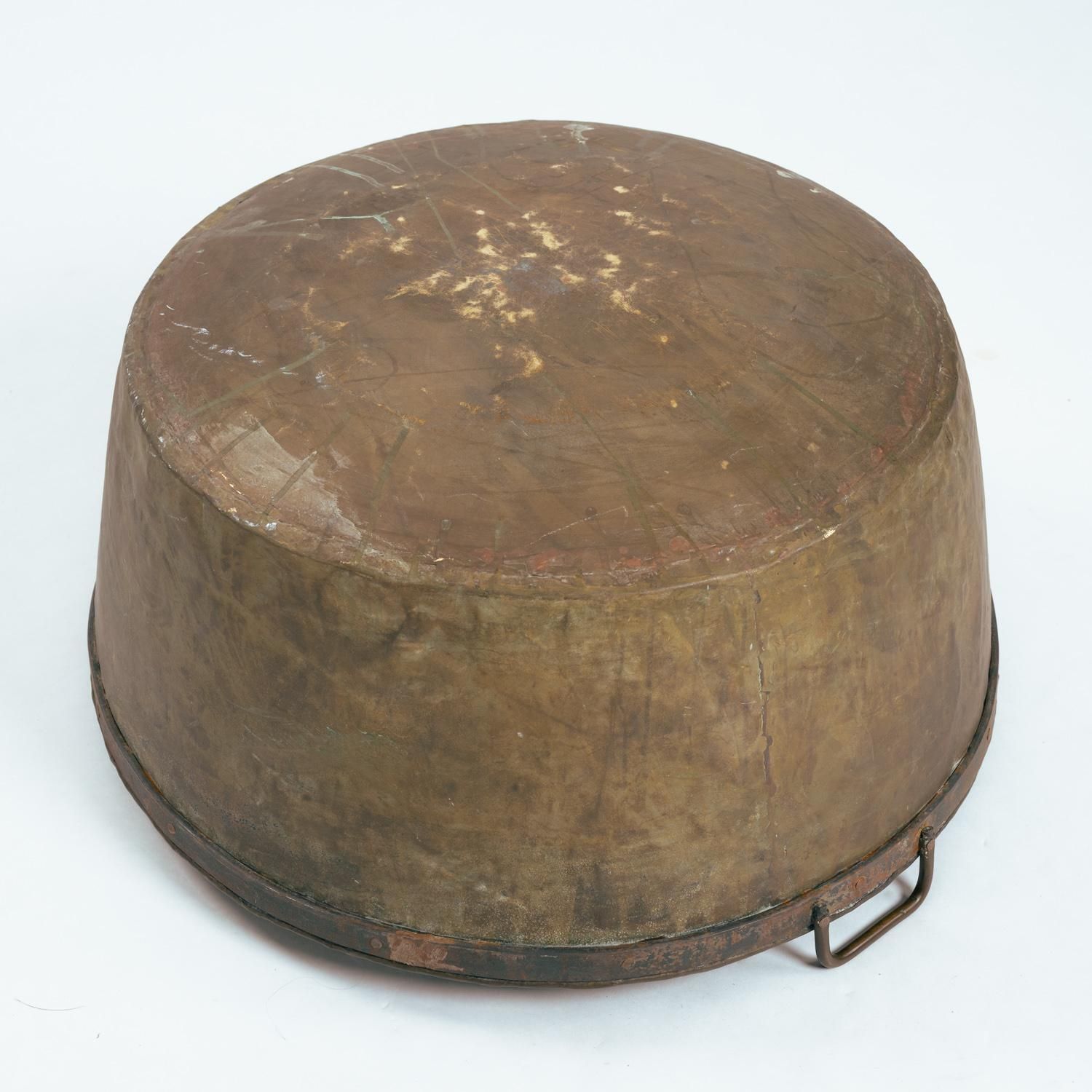 1196.0 Large Brass And Wrought Iron Nailed Log Bucket Pot Bin, 1800/1900s photo