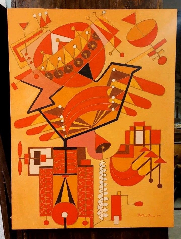 Franco Balleri 1977 Abstract Painting Oil On Canvas 80x60