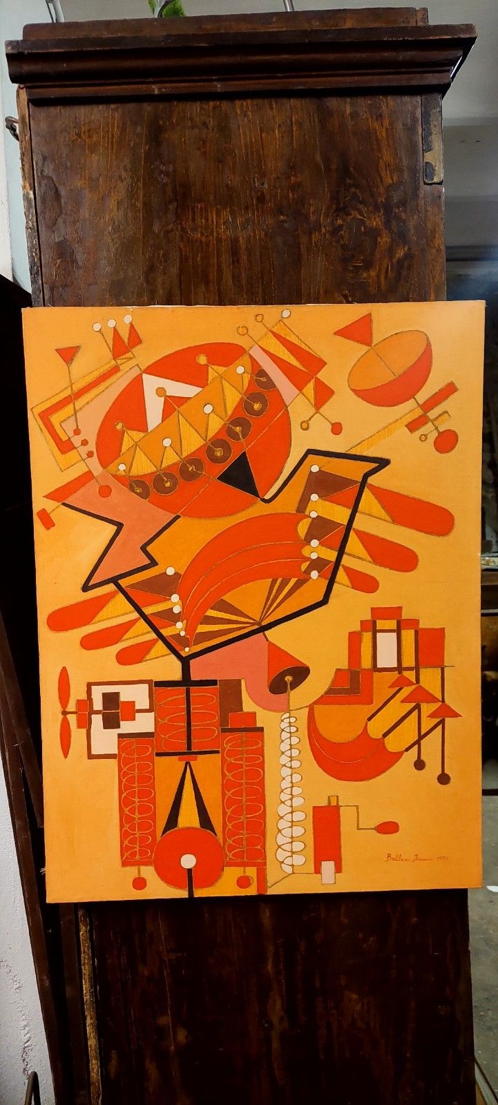 Franco Balleri 1977 Abstract Painting Oil On Canvas 80x60 photo vintage