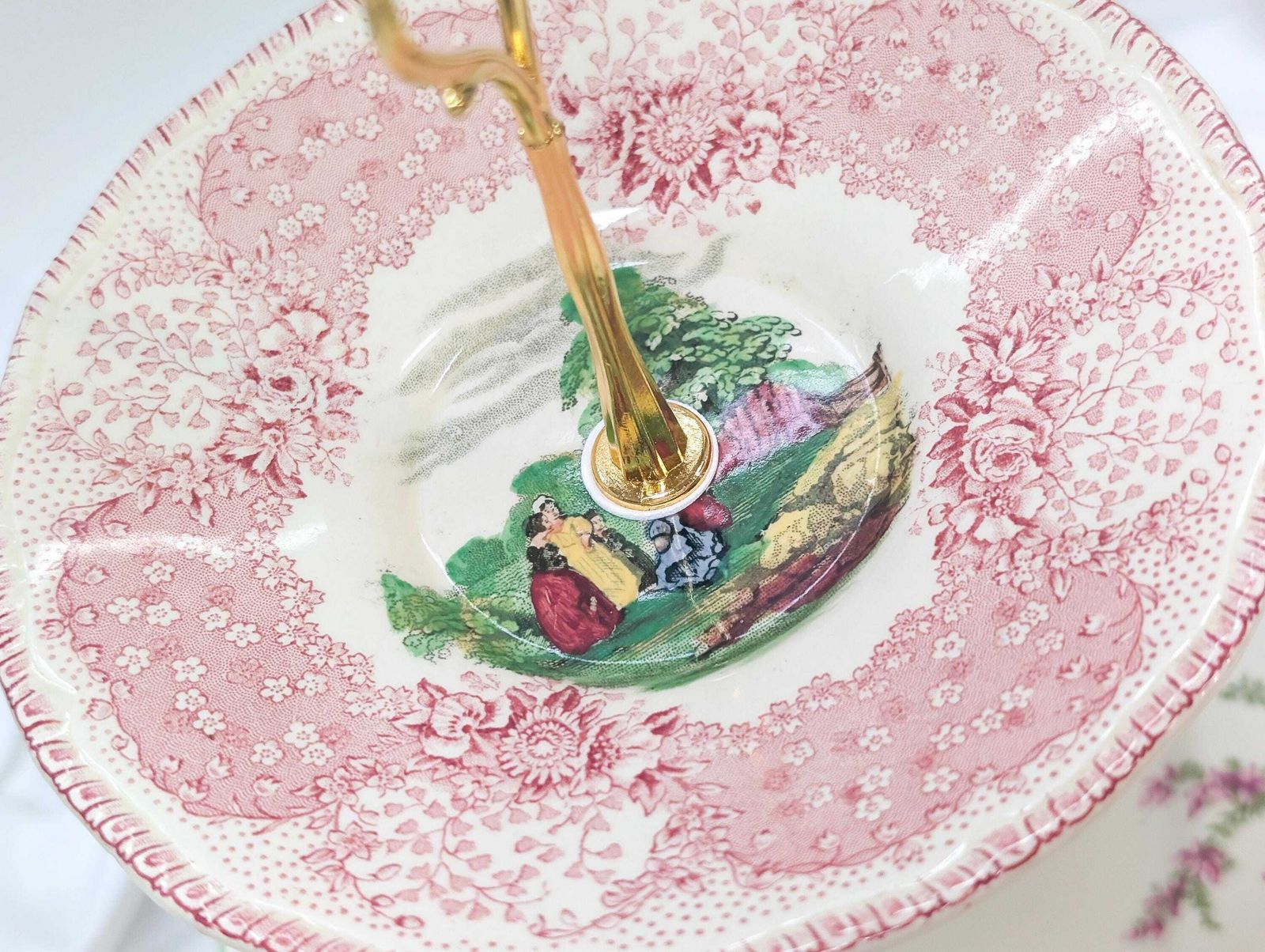 photo for sale Beautiful Elegant Vintage 3 Tier Cake Stand. Bone China, Bridgerton Style. Made In England