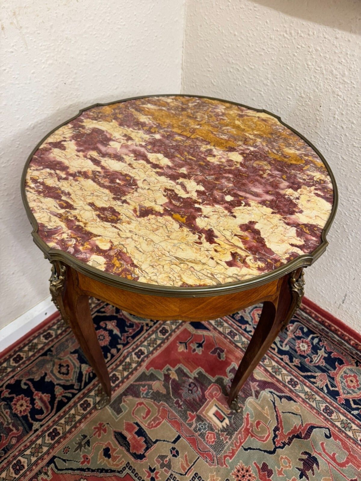 Outstanding Quality French Kingwood Marble Top Centre Table Circa 1950 photo for sale