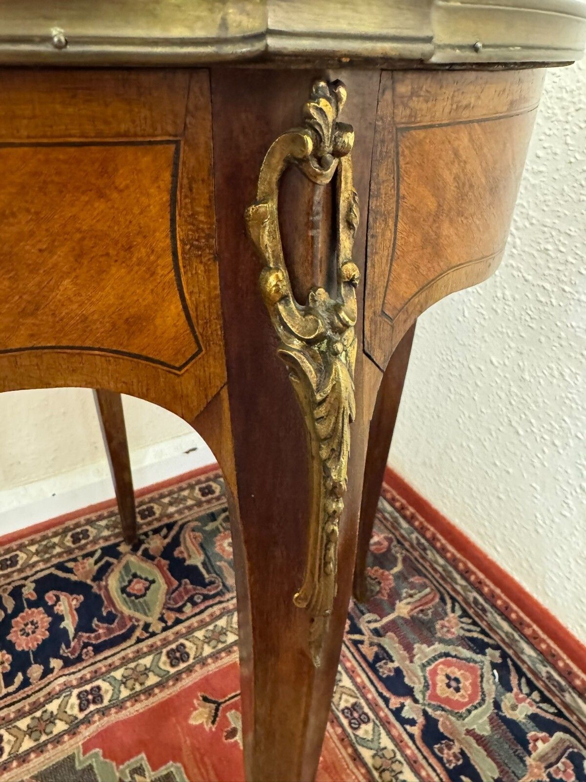 photo furniture Outstanding Quality French Kingwood Marble Top Centre Table Circa 1950