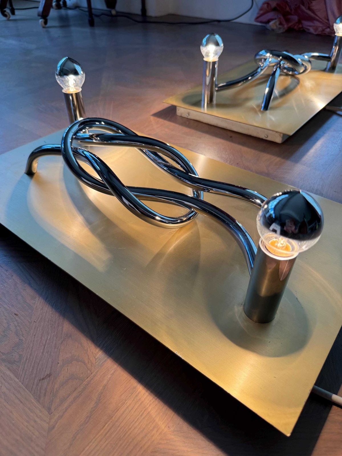 2500.0 Italian 'Reef Knot' Wall Sconces   Giacomo Benevelli For Missaglia photo