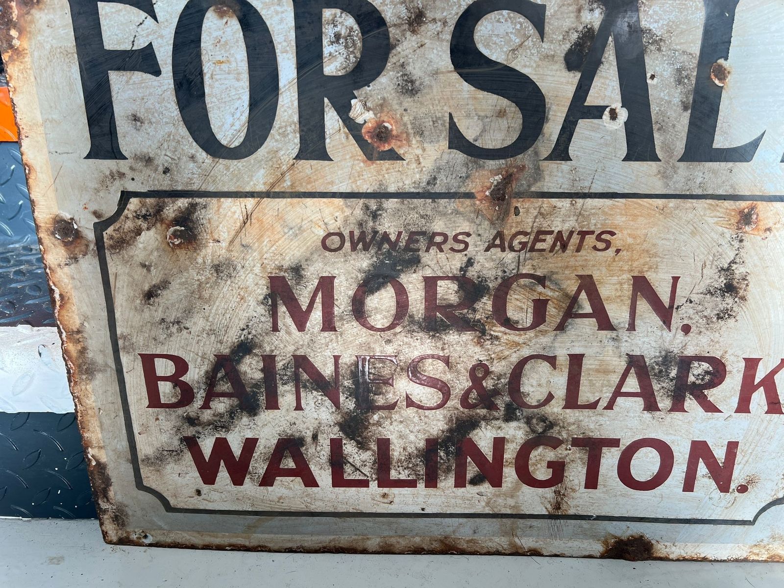 Vintage Enamel Estate Agents Sign photo vintage