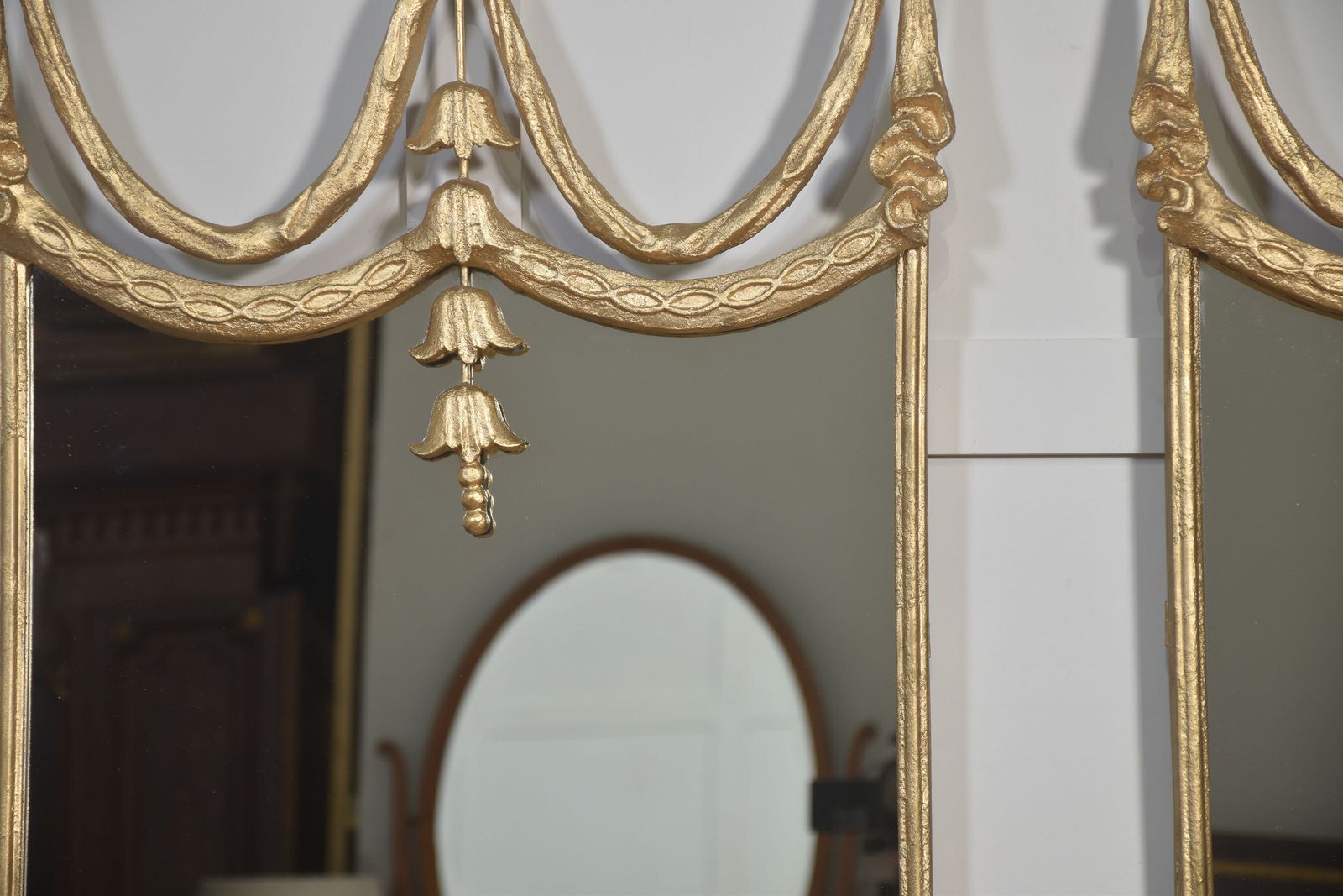 Pair Of Modern Gilt Painted Metal Mirrors photo vintage