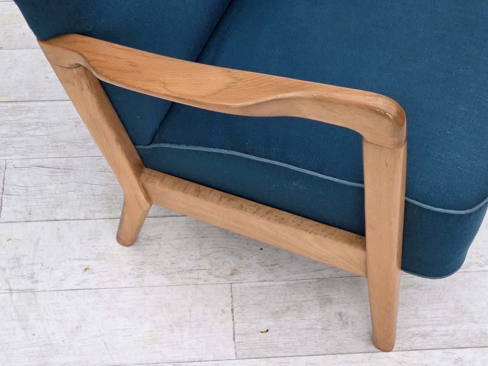 1970s, Danish Armchair By Fritz Hansen, Furniture Wool, Lacquered Beech Wood. photo buy