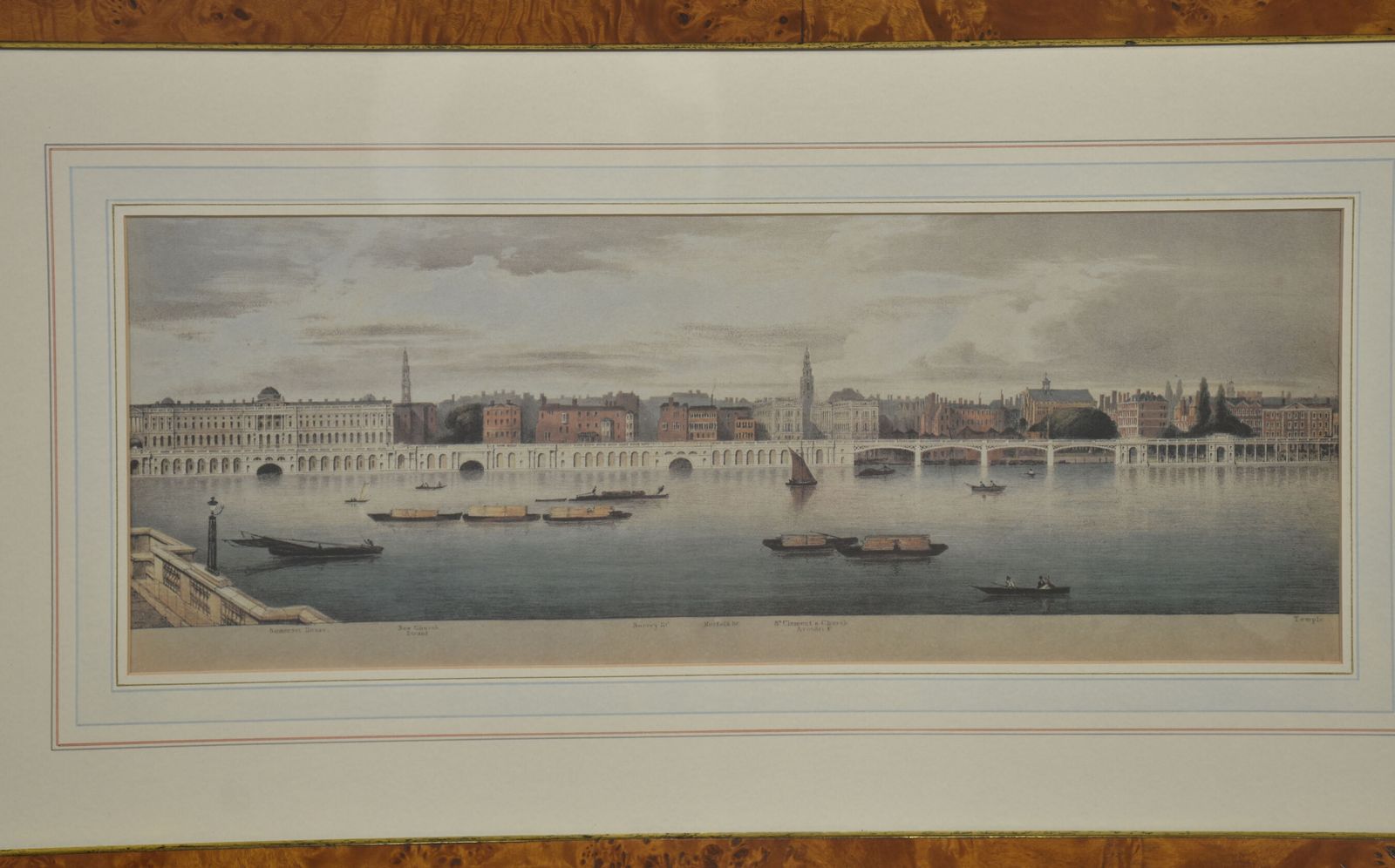 Set Of Six Framed Coloured Prints Of Views Of The River Thames photo buy