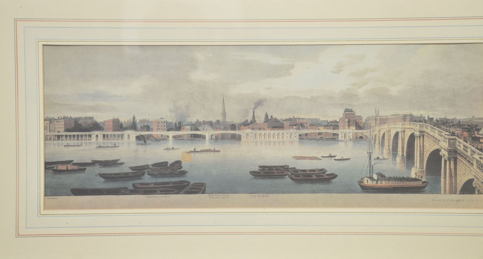 1914.0 Set Of Six Framed Coloured Prints Of Views Of The River Thames photo