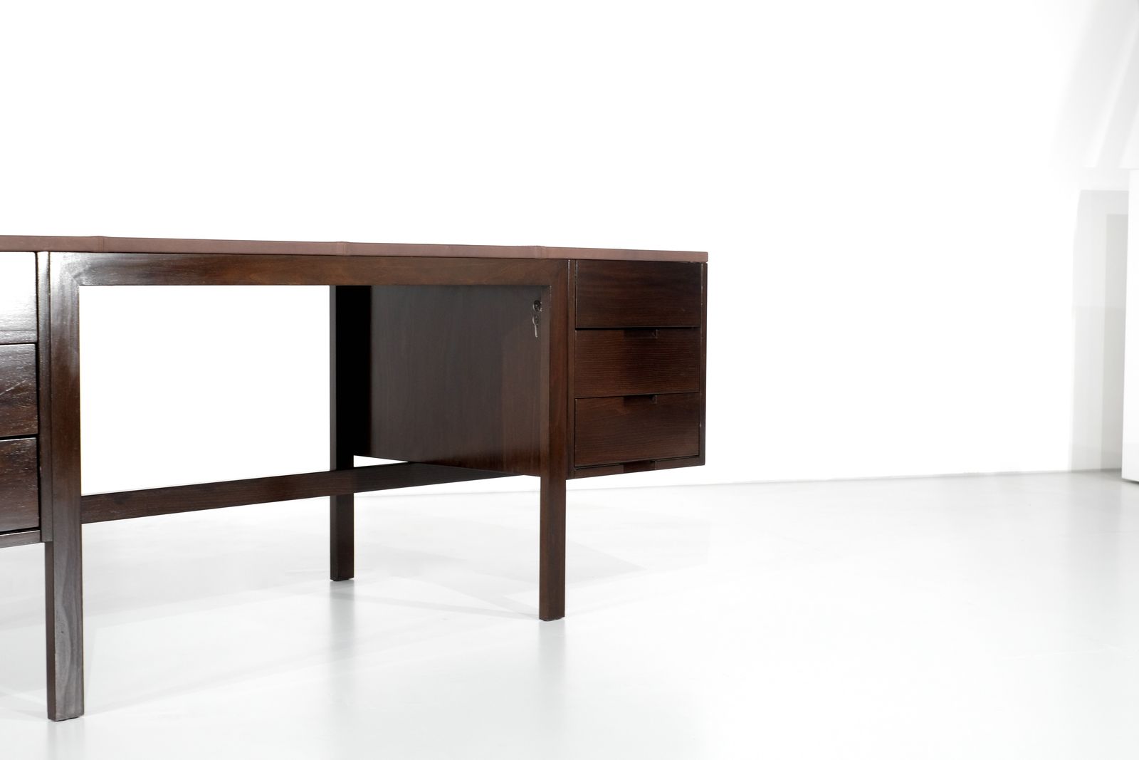 Desk " Canaan " In Wood And Leather By Marcel Breuer For Gavina, Italy 1950s. photo vintage
