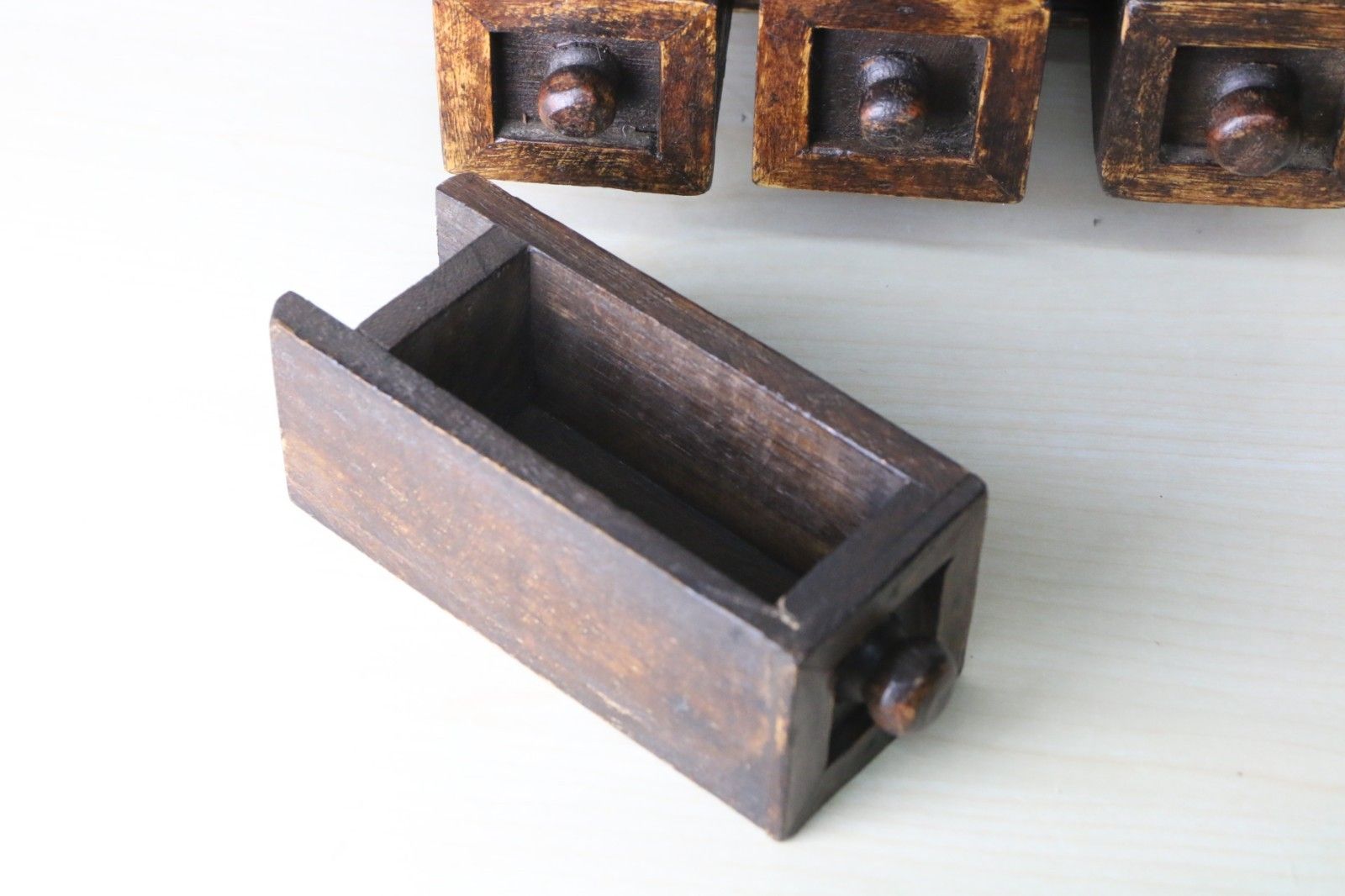 115.0 Vintage Anglo Indian Wooden Drawers Spice Drawers Small Size Heavy Wood photo