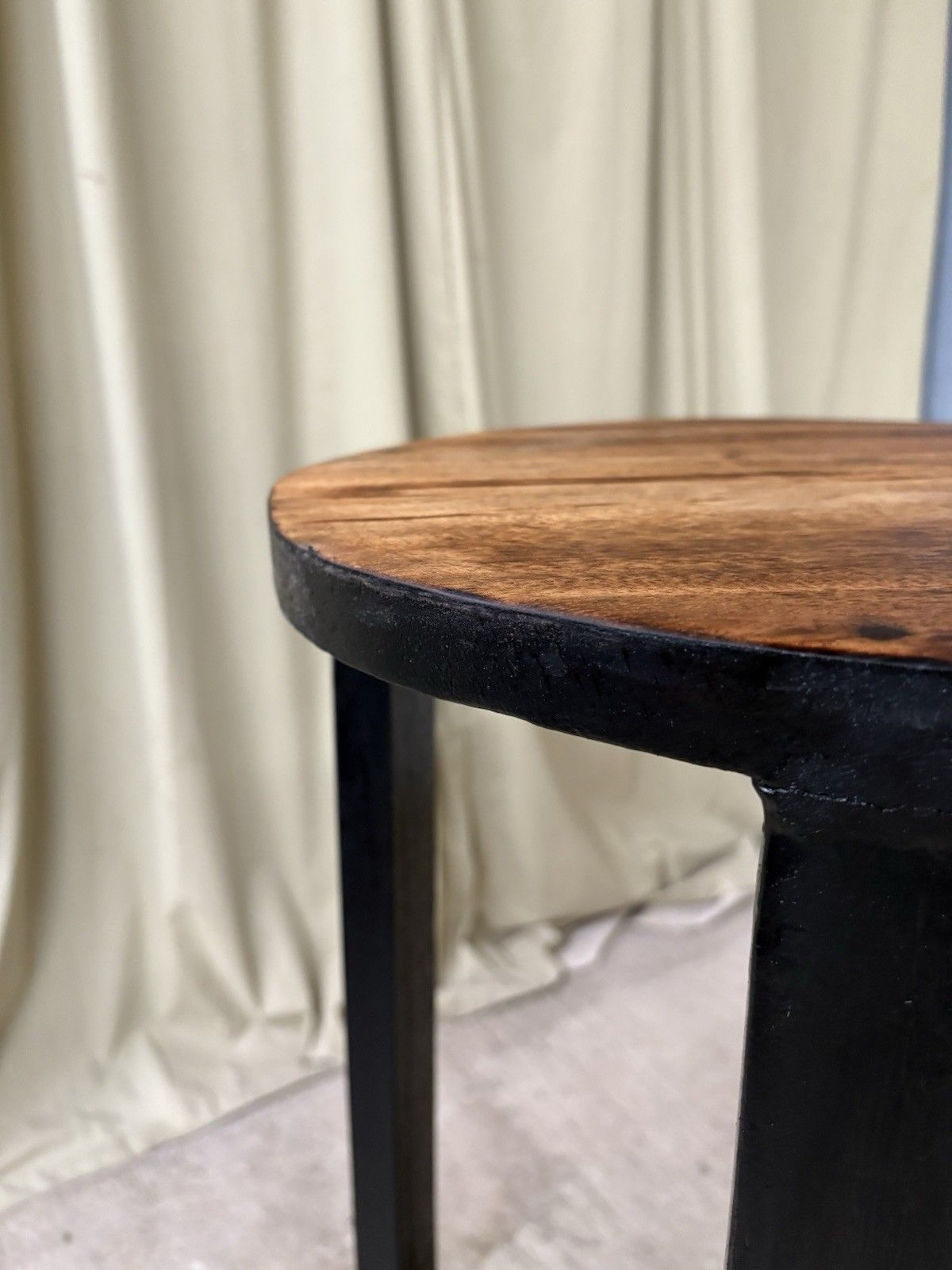 photo for sale Vtg Antique Painted Black Wooden Plant Side Table Dumbwaiter Pedestal Retro 1040