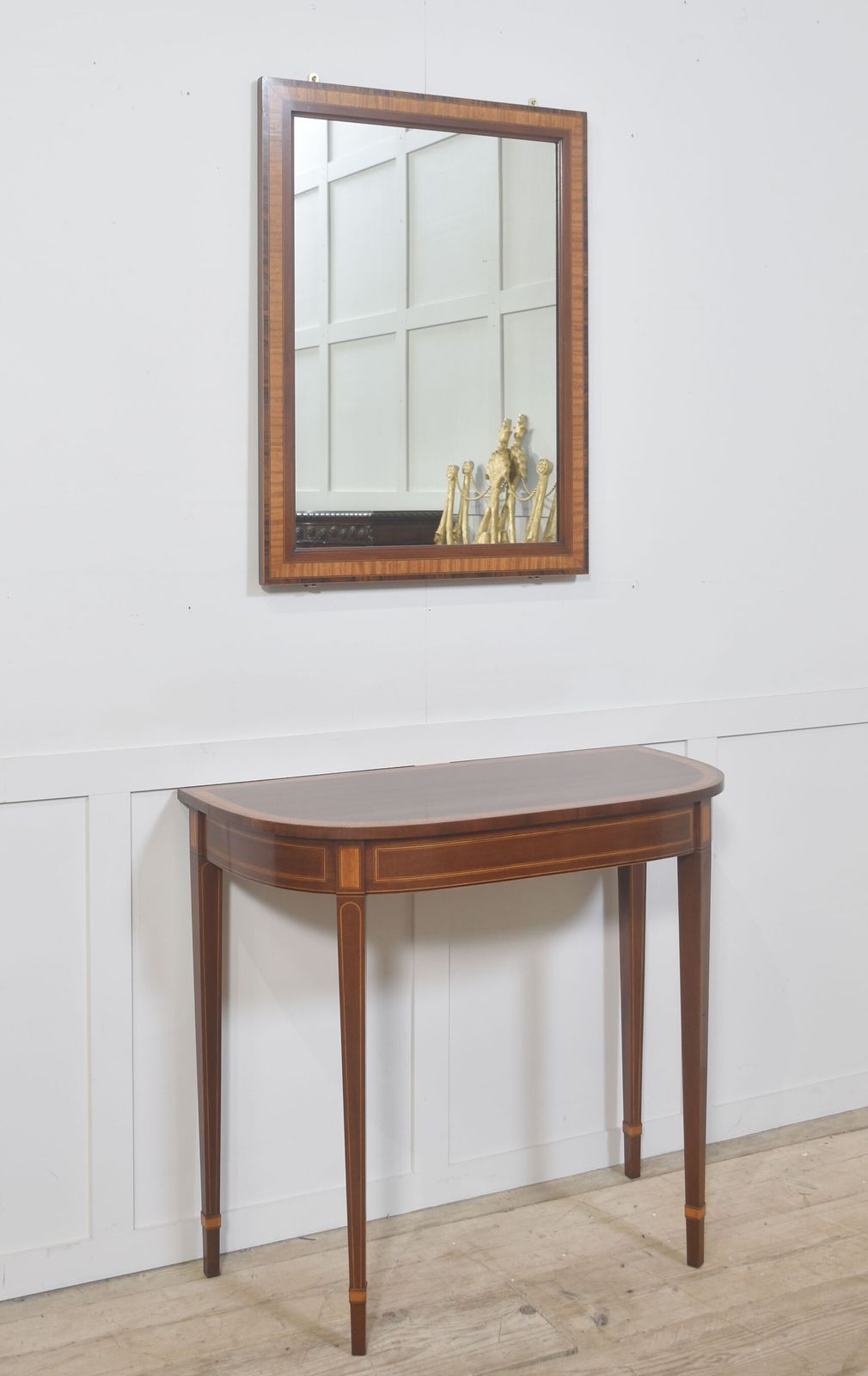 Inlaid Mahogany Console Table With Matching Wall Mirror photo Furniture