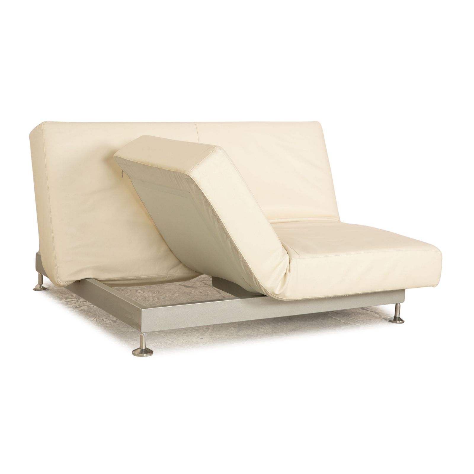 Edra Damier Leather Two Seater Cream Sofa Manual Function Sleep Function photo vintage