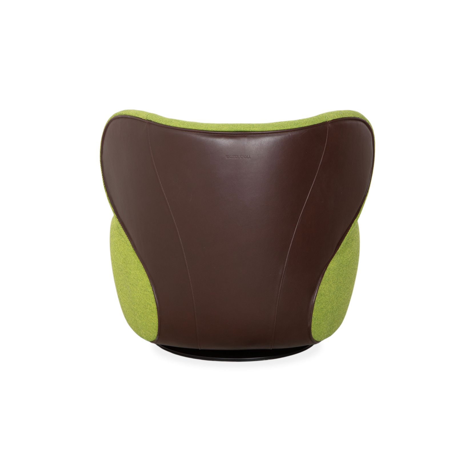 photo furniture Fauteuil pivotant Walter Knoll Bao en tissu et cuir, vert et brun