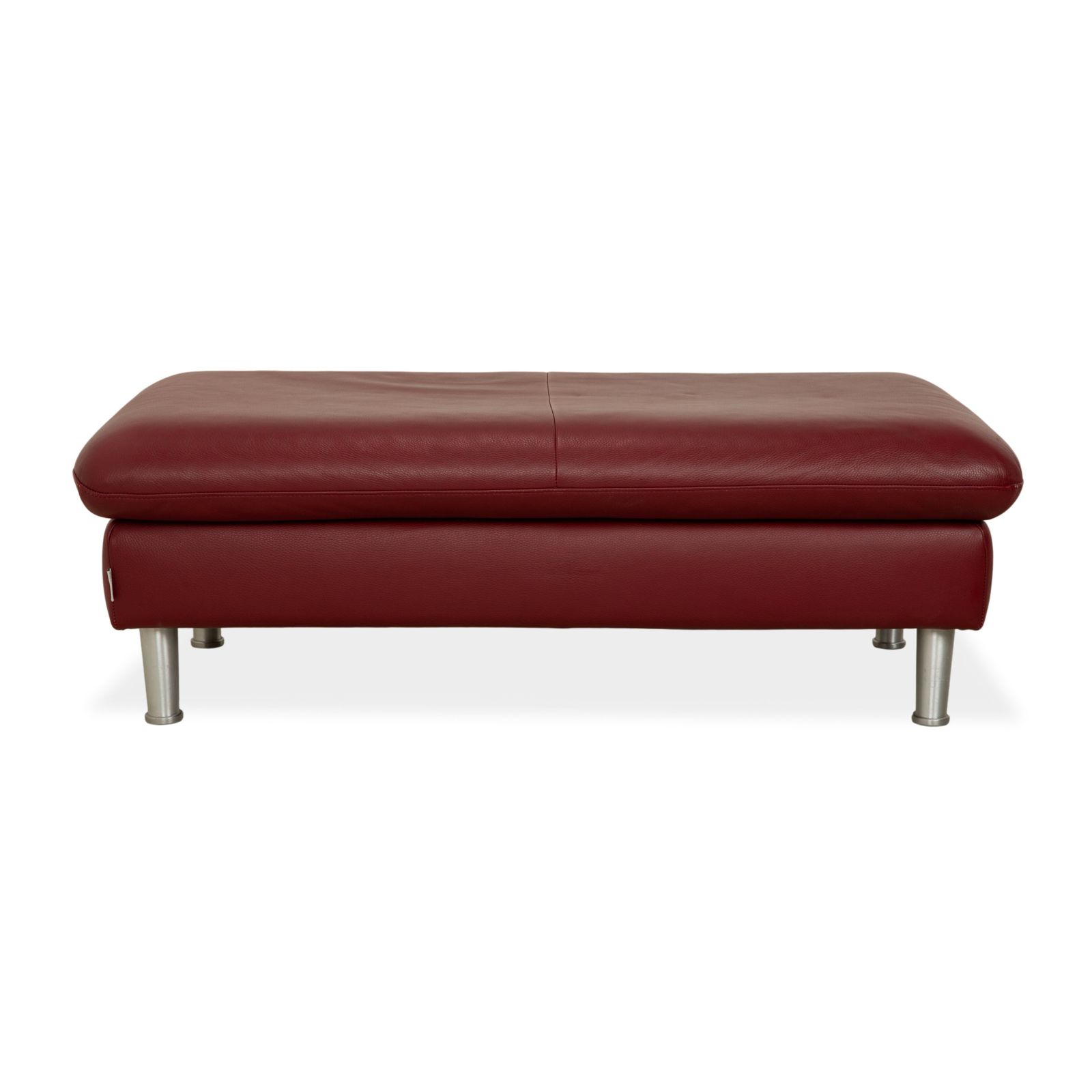 Repose-pieds Willi Schillig Loop en cuir, rouge bordeaux photo vintage