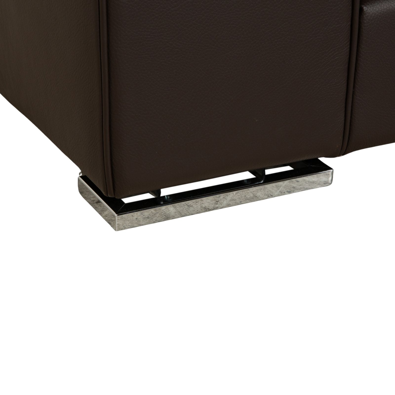 photo furniture Canapé d'angle Alberta Manhattan en cuir marron avec appuie-tête