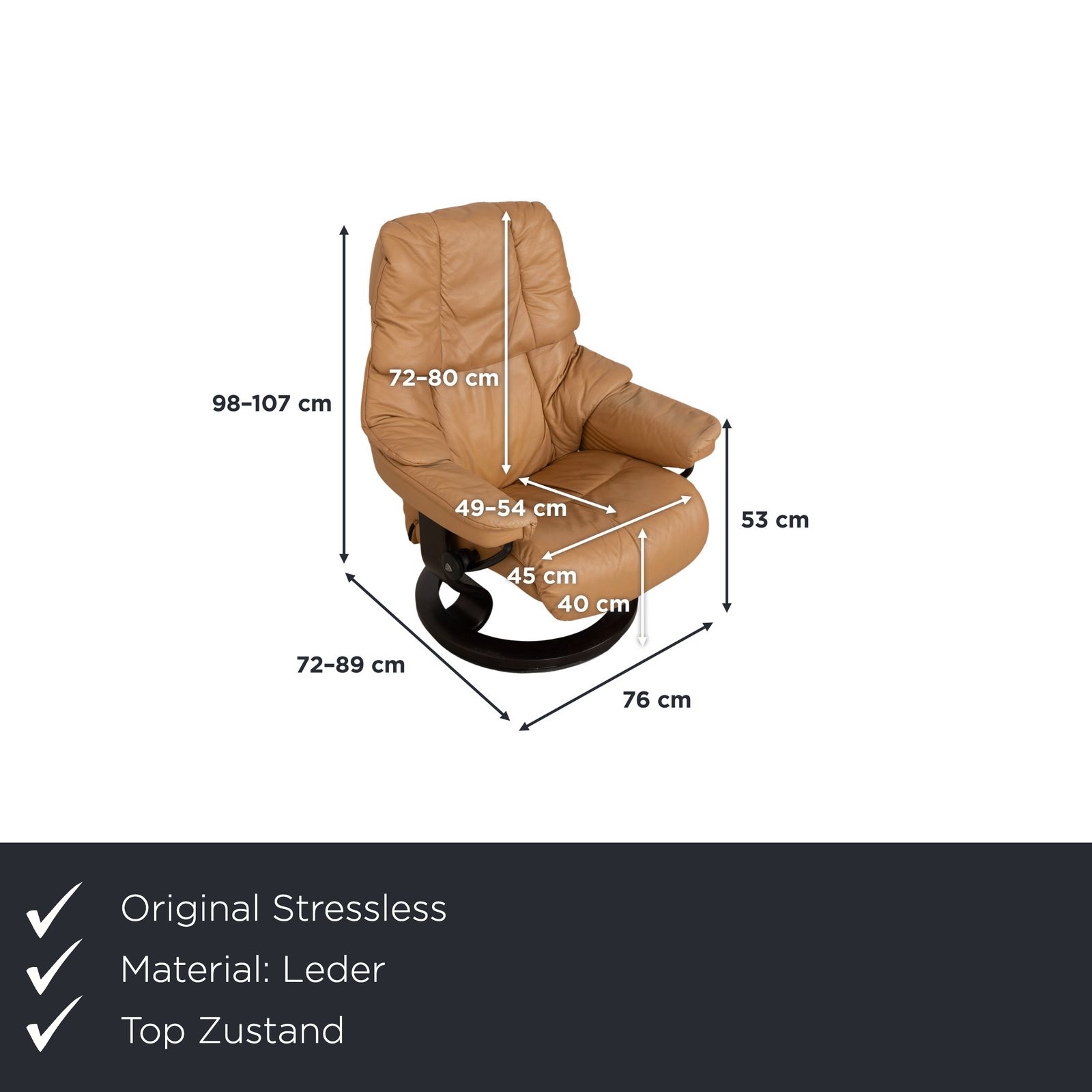 Stressless Reno Leren Relaxfauteuil Beige Incl. Voetenbank, Manuele Functie photo furniture
