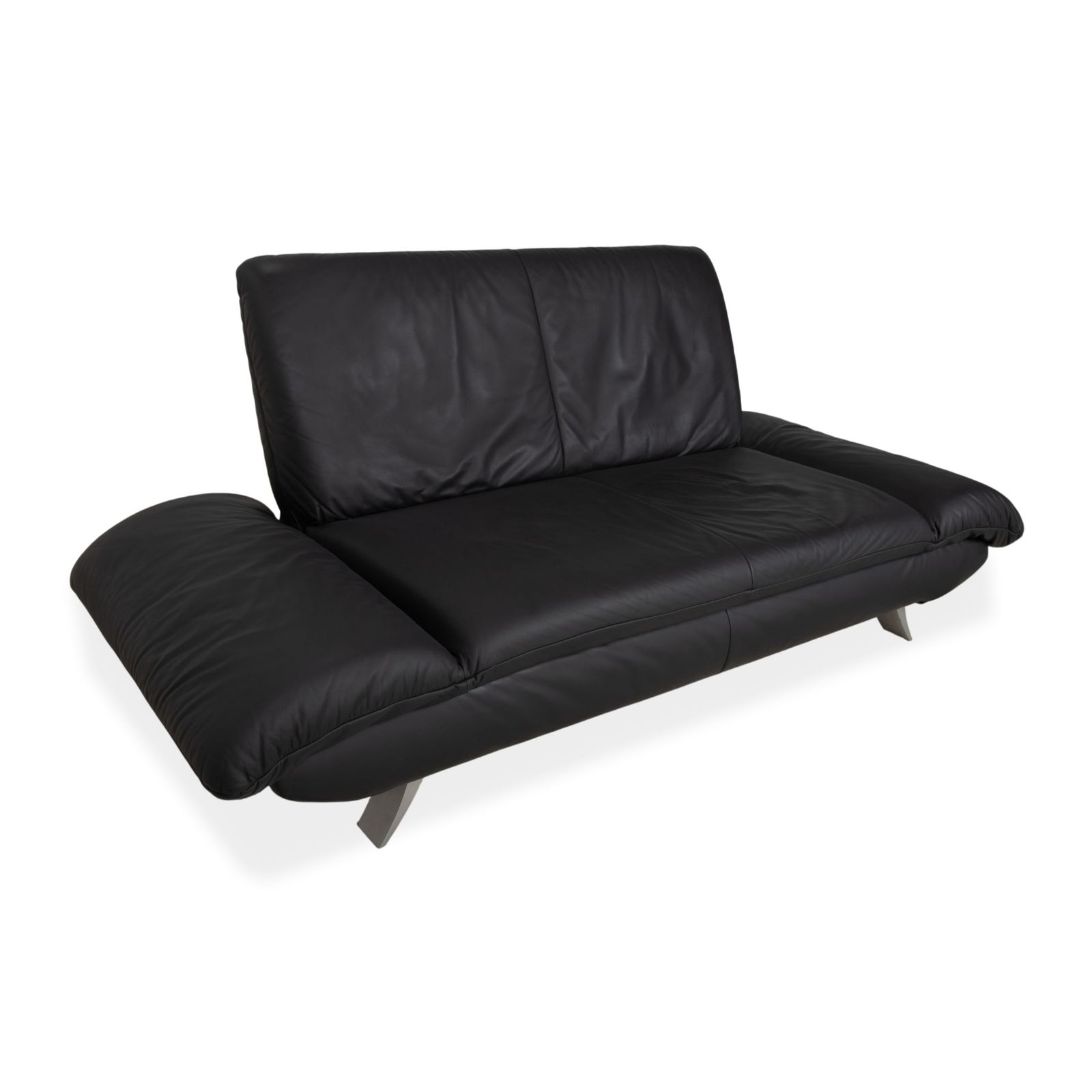Canapé 2 places Koinor Rossini en cuir gris anthracite, fonction manuelle photo for sale