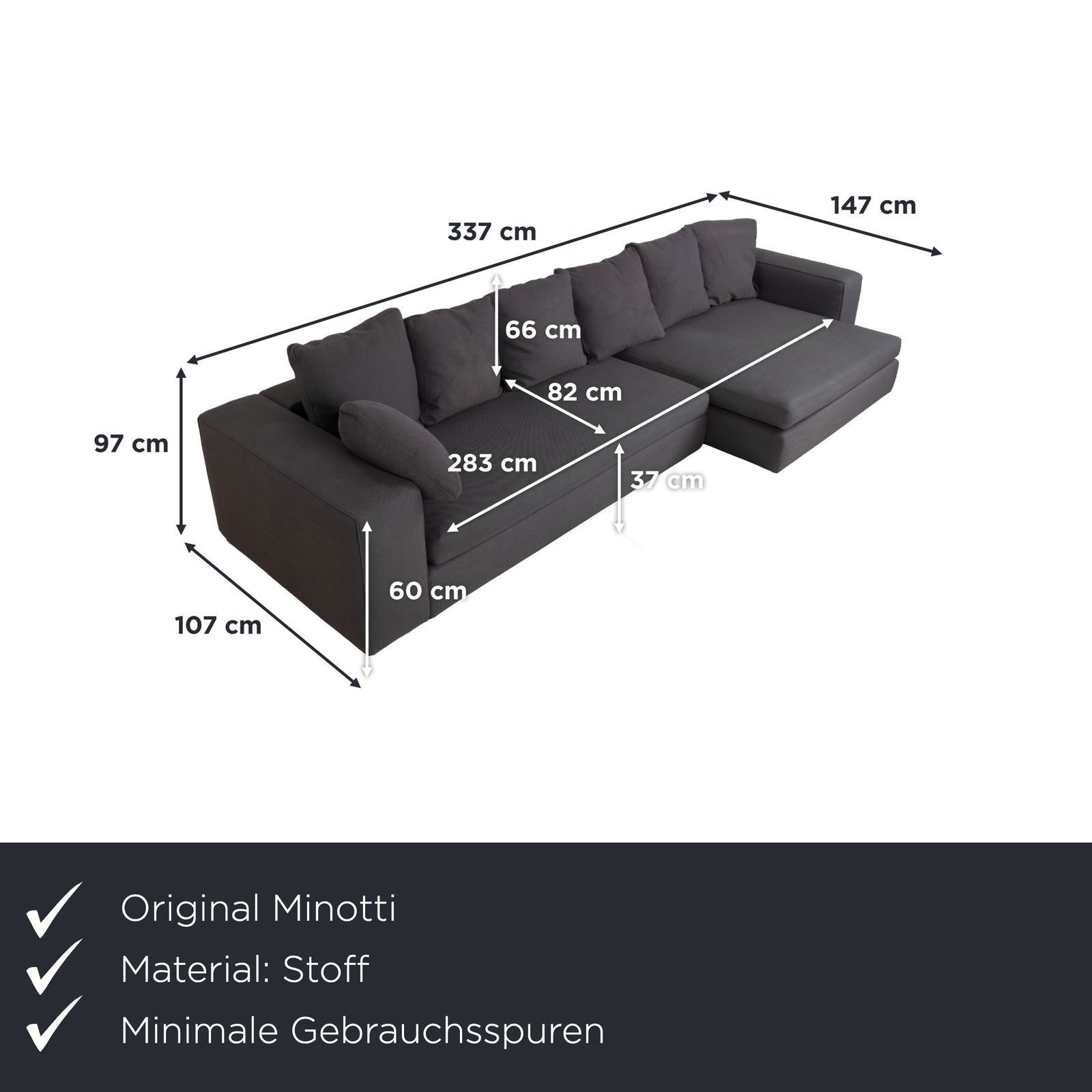 Canapé d'angle Minotti en tissu gris photo furniture