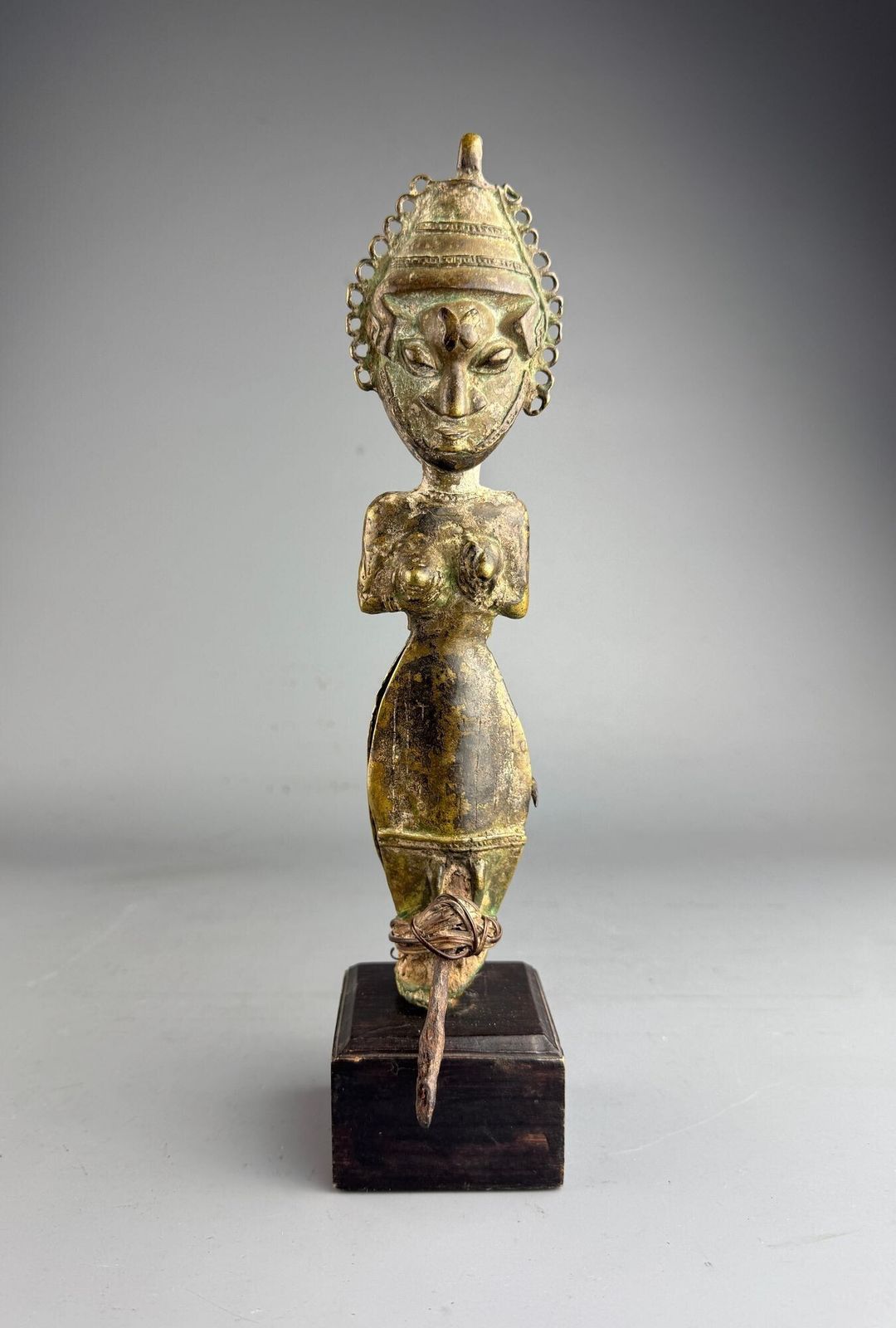 West African Yoruba Ogboni Edan Bronze Janus Figure, 19th Century photo furniture