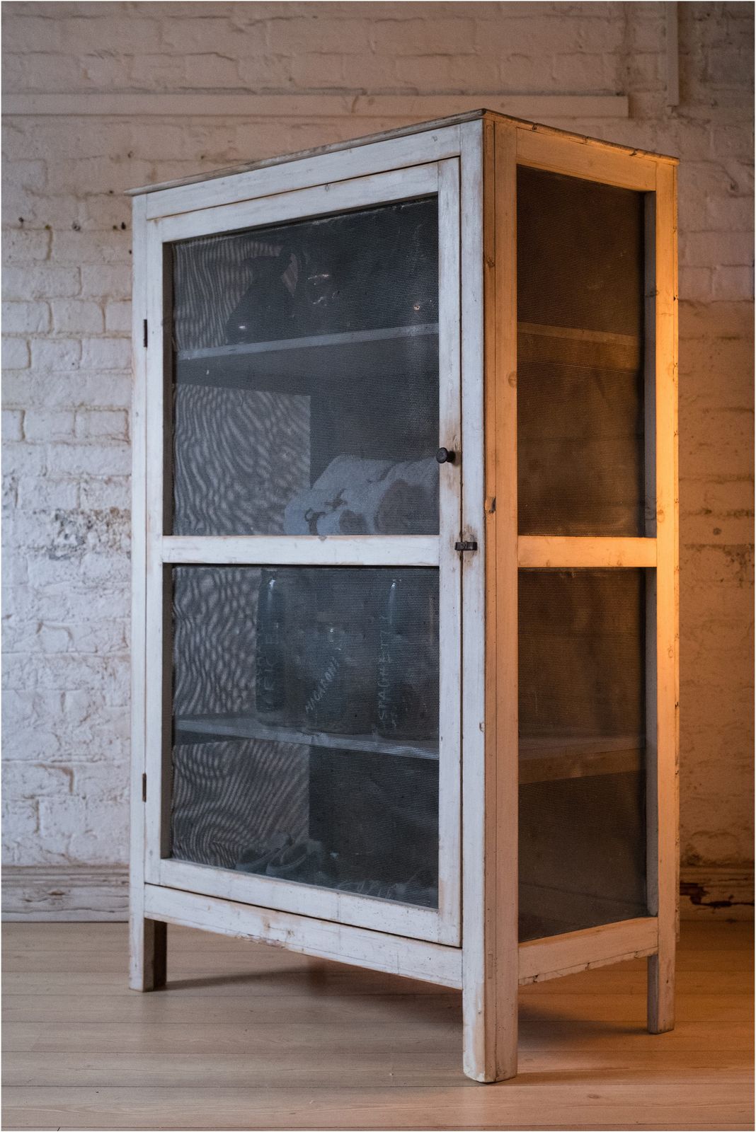 Early 20th Century Pine Shelved Larder Linen Meshed Cupboard (915) photo Furniture