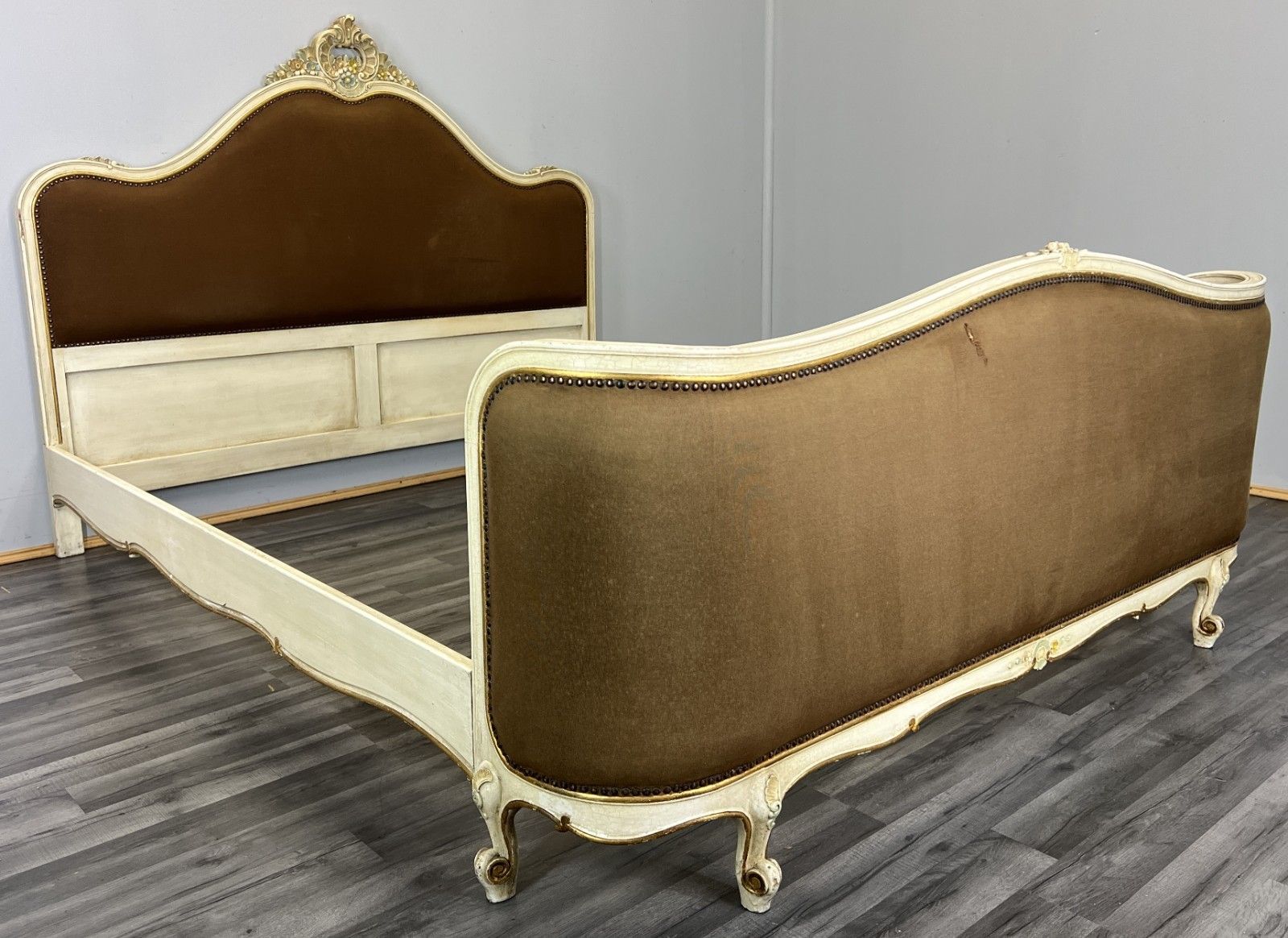 Bed Vintage French Shabby Chic Upholstered King Size Bed Frame Lot 4816 photo furniture