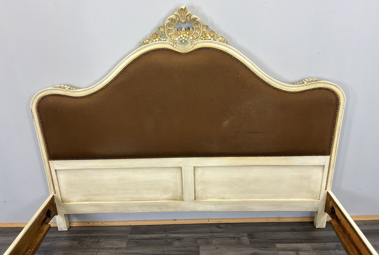 Bed Vintage French Shabby Chic Upholstered King Size Bed Frame Lot 4816 photo Furniture
