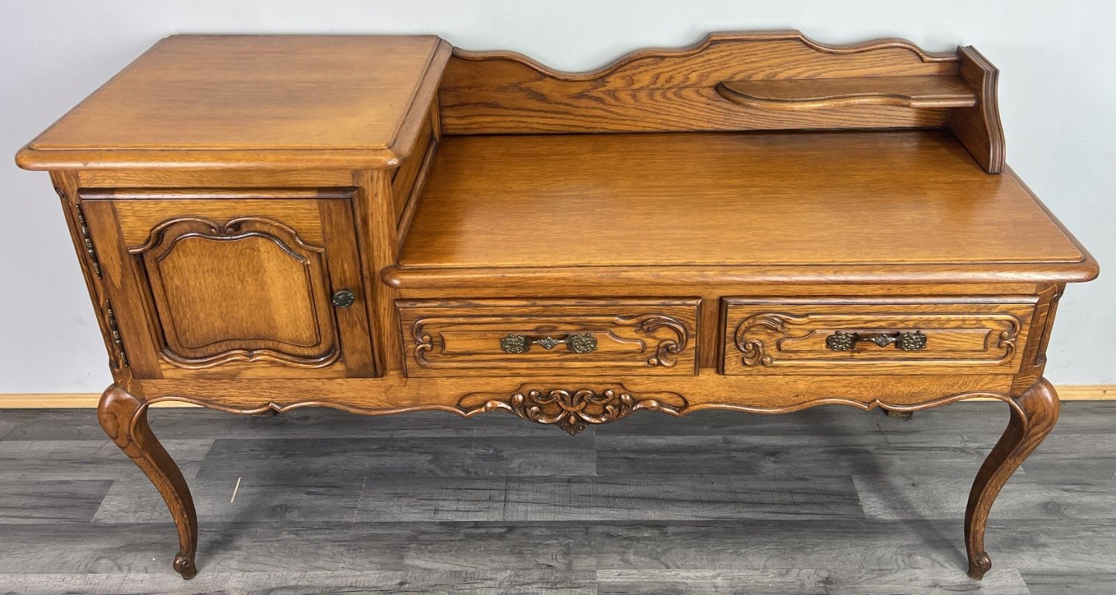 Bench Cabinet Vintage French Louis XVI Style Oak Carved Sideboard Lot 4807