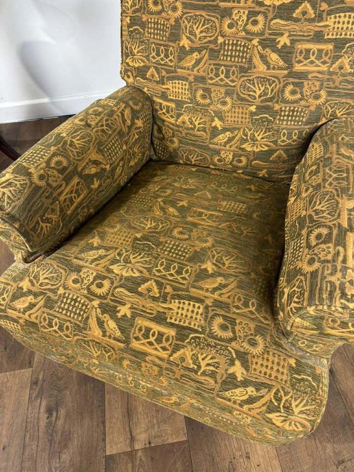 photo vintage Antique Style Green Armchair, Late 20th Century