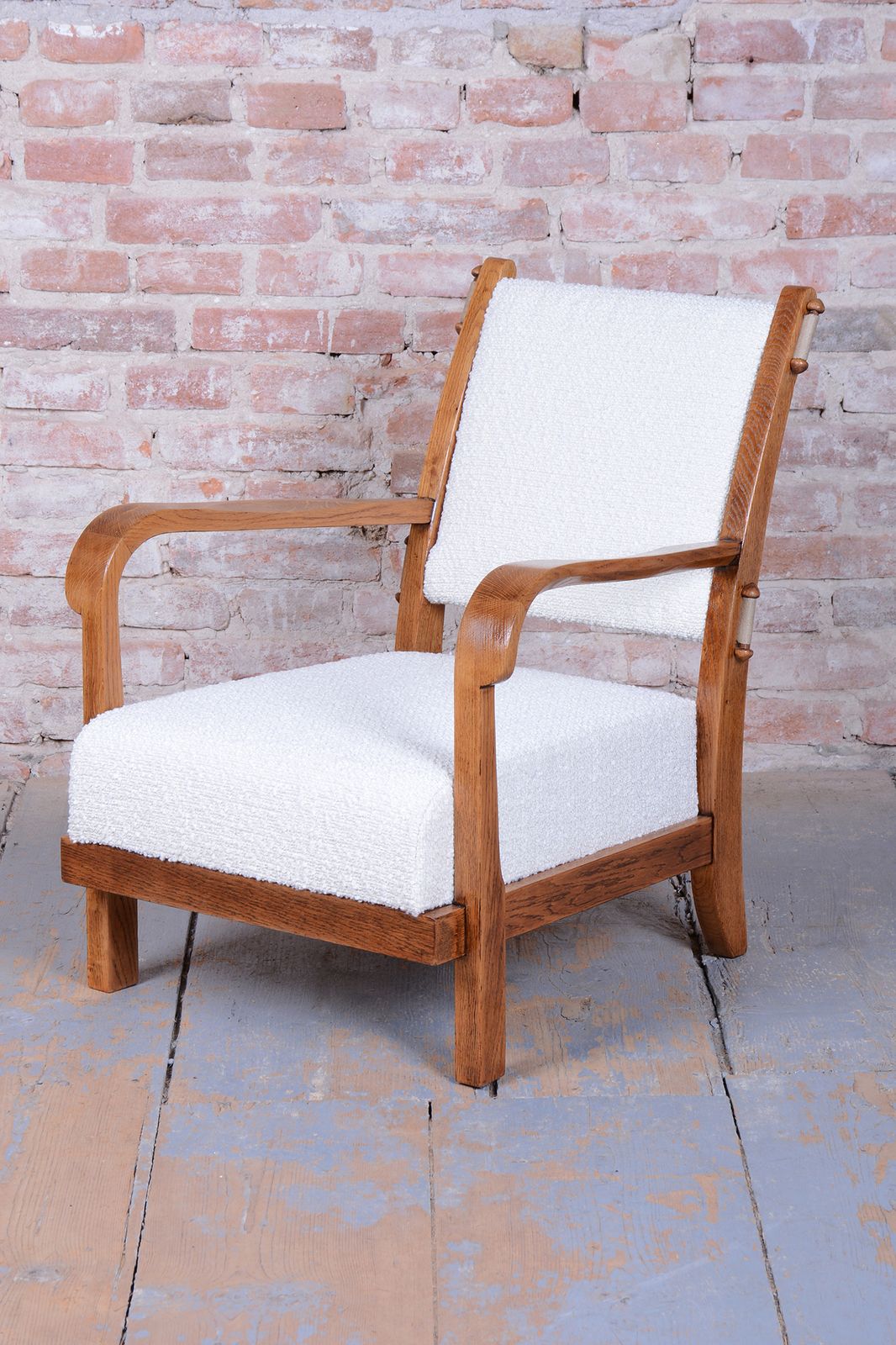 Restored Art Deco Seating Set, By Krásná Jizba, Oak, Reupholstered, Czech, 1930s photo 2150.0