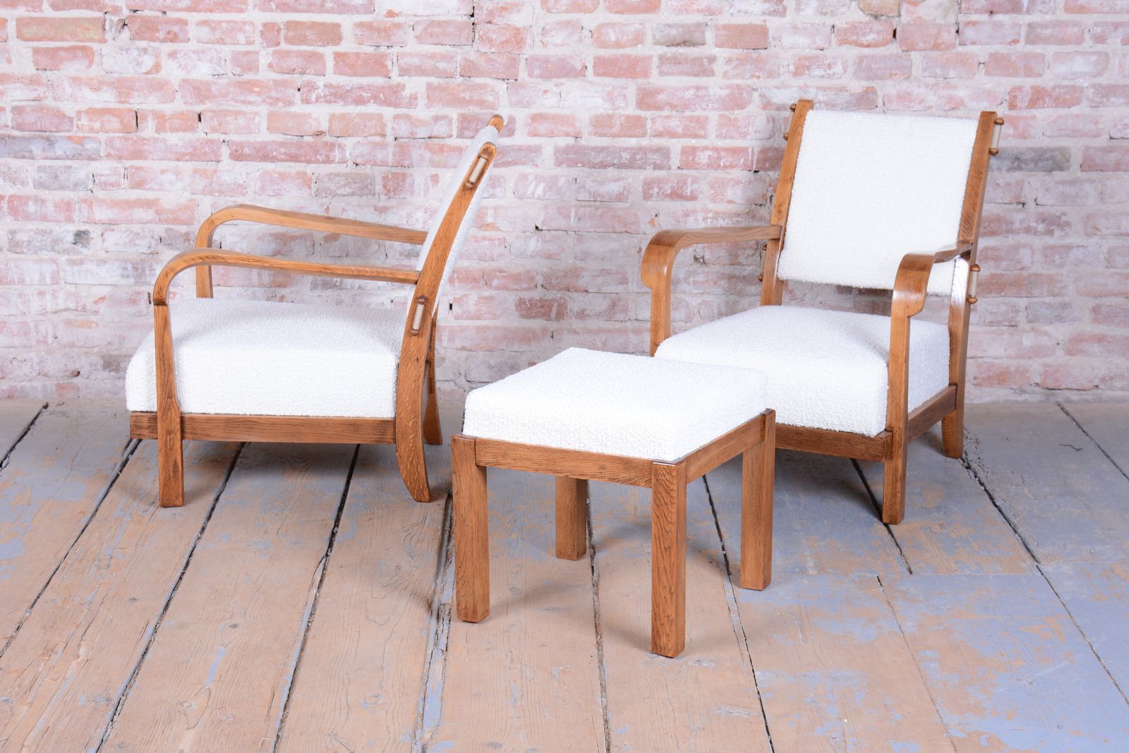 2000.0 Pair Of Restored Art Deco Armchairs, By Krásná Jizba, Oak, Czech, 1930s photo