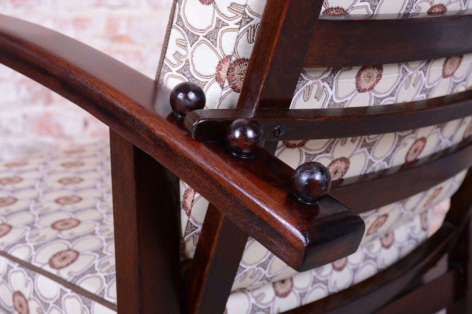Restored Art Deco Adjustable Armchair, By Thonet, Beech, Polished, Czech, 1920s photo vintage