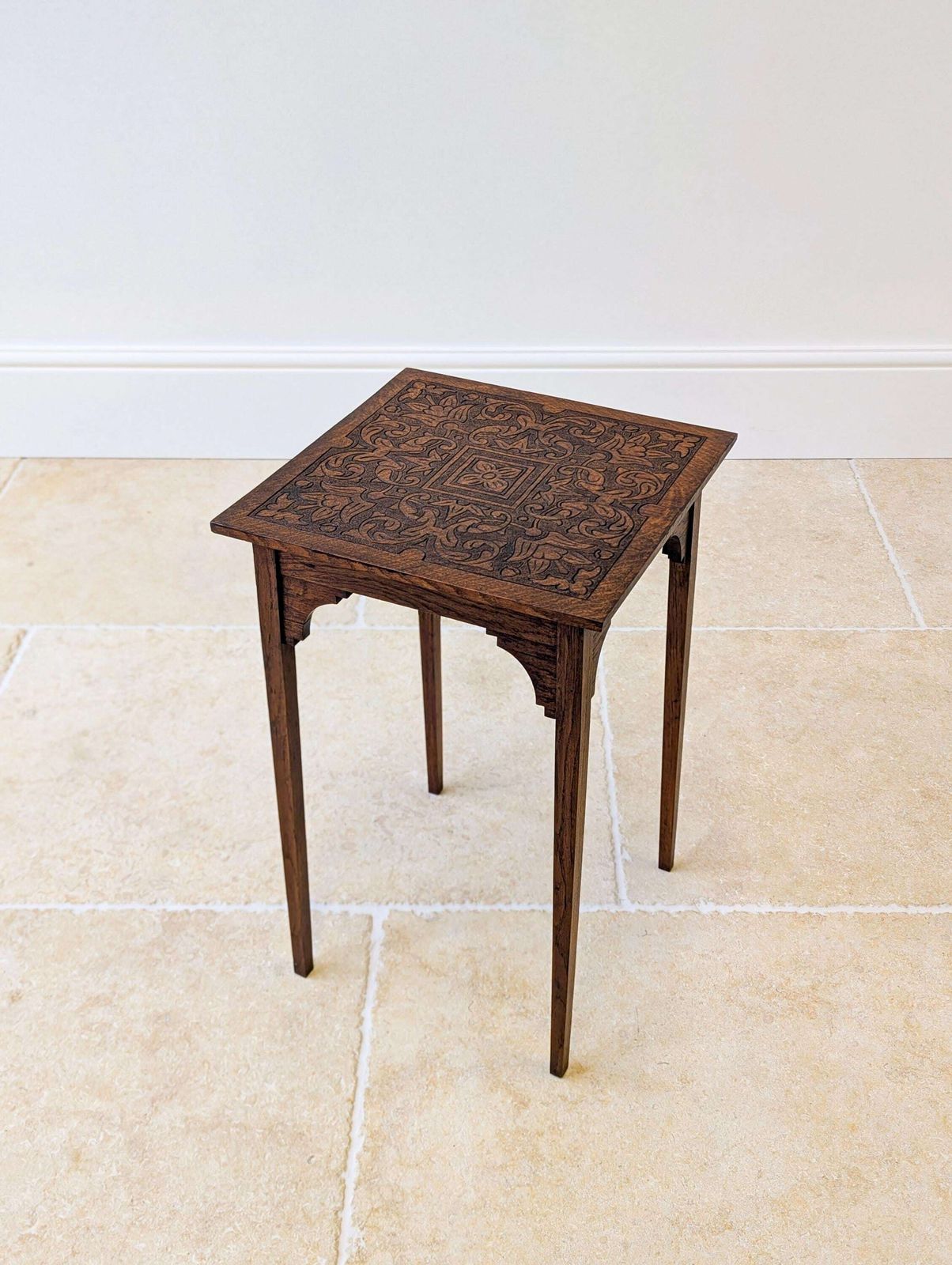 Antique Arts & Crafts Carved Oak Occasional Table C.1900 photo Furniture