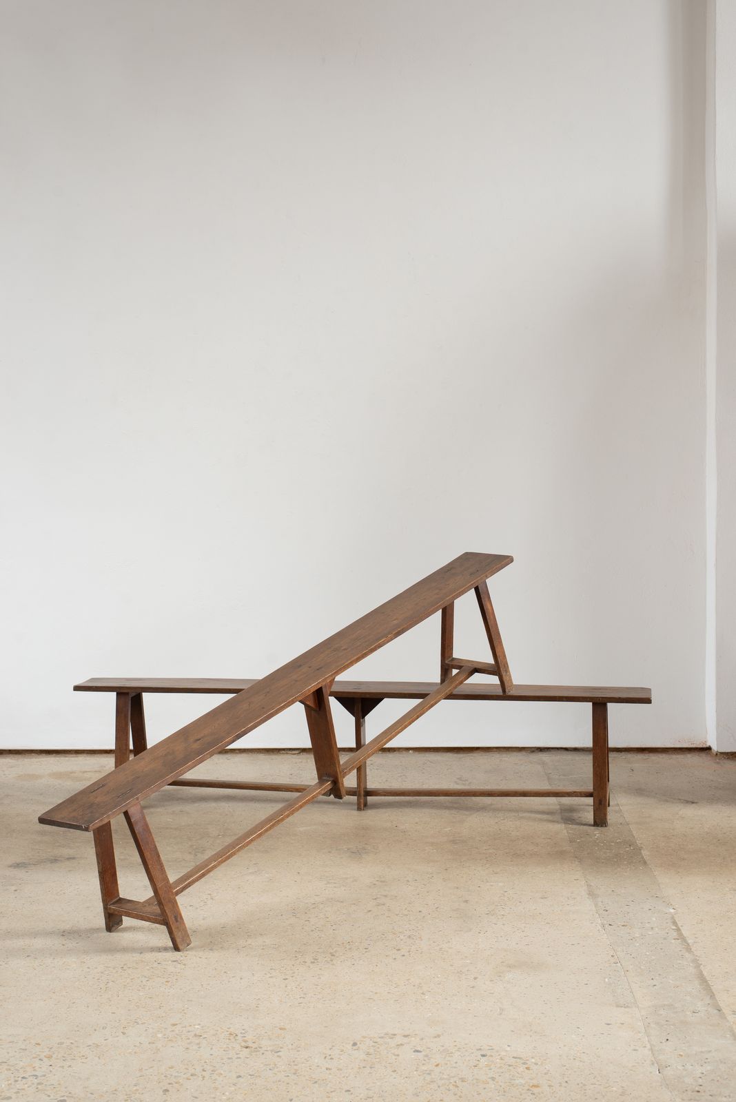 Pair Of Late 18th Century French Oak Trestle Benches