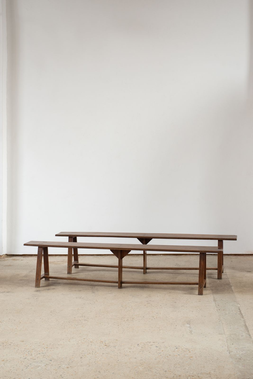 Pair Of Late 18th Century French Oak Trestle Benches photo furniture
