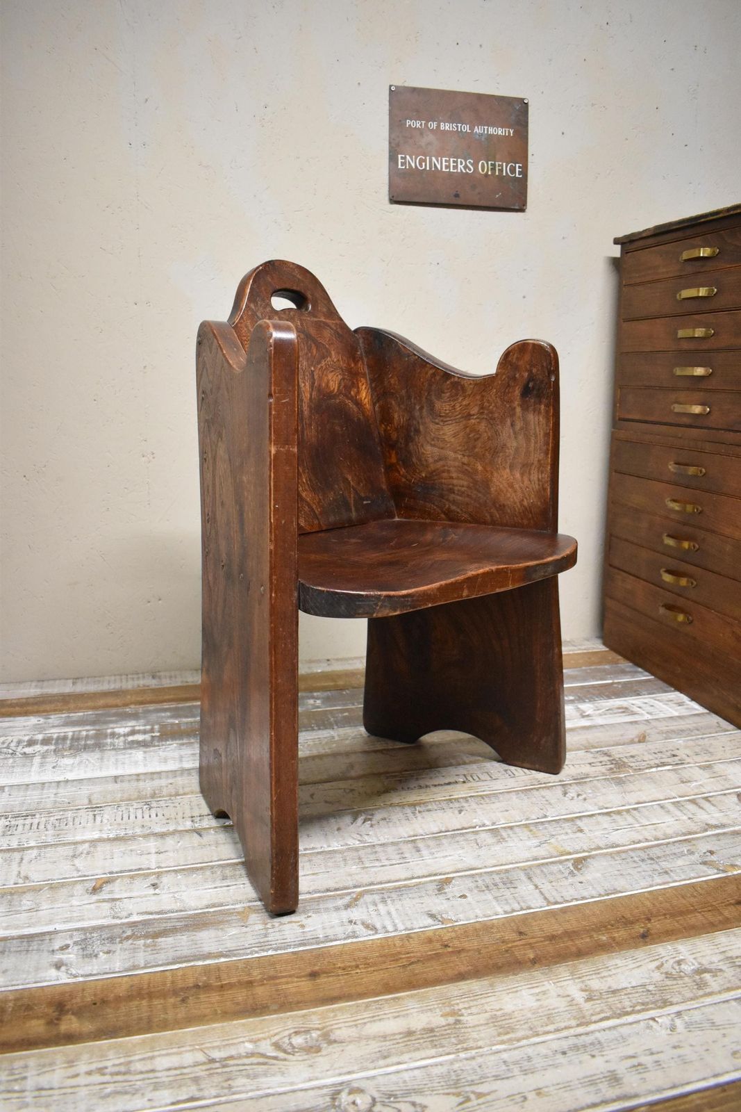 Antique Arts & Crafts Elm Hall Chair   Pew