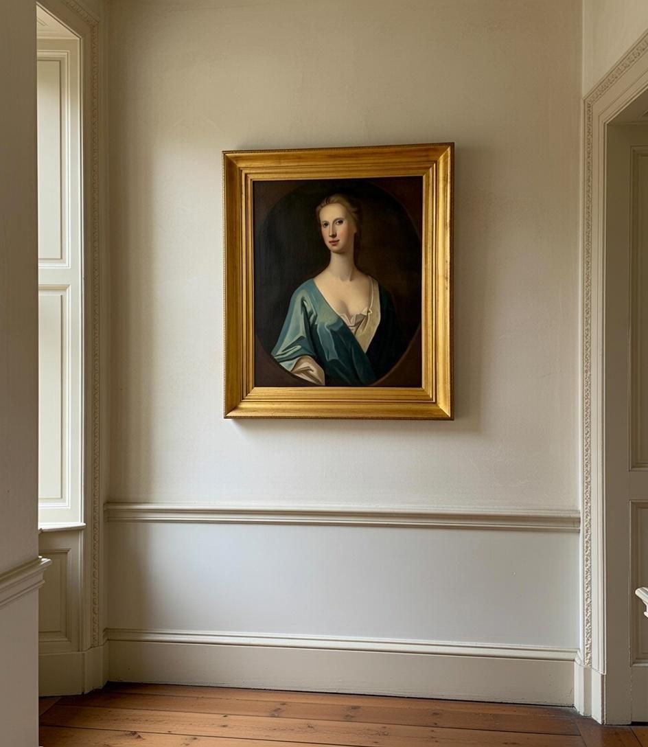 Georgian Oil On Canvas Portrait Of A Lady