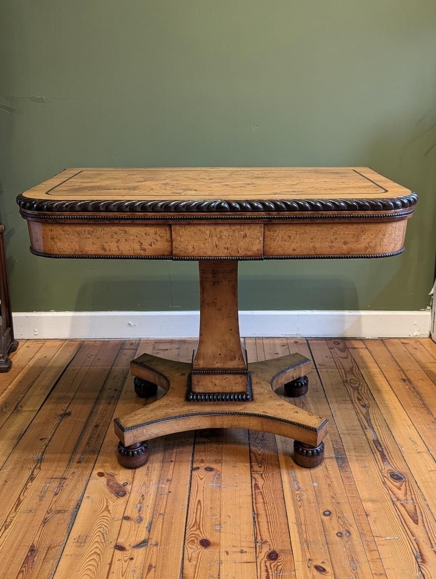 Scottish Early 19th Century Burr Yew Card Table / Games Table