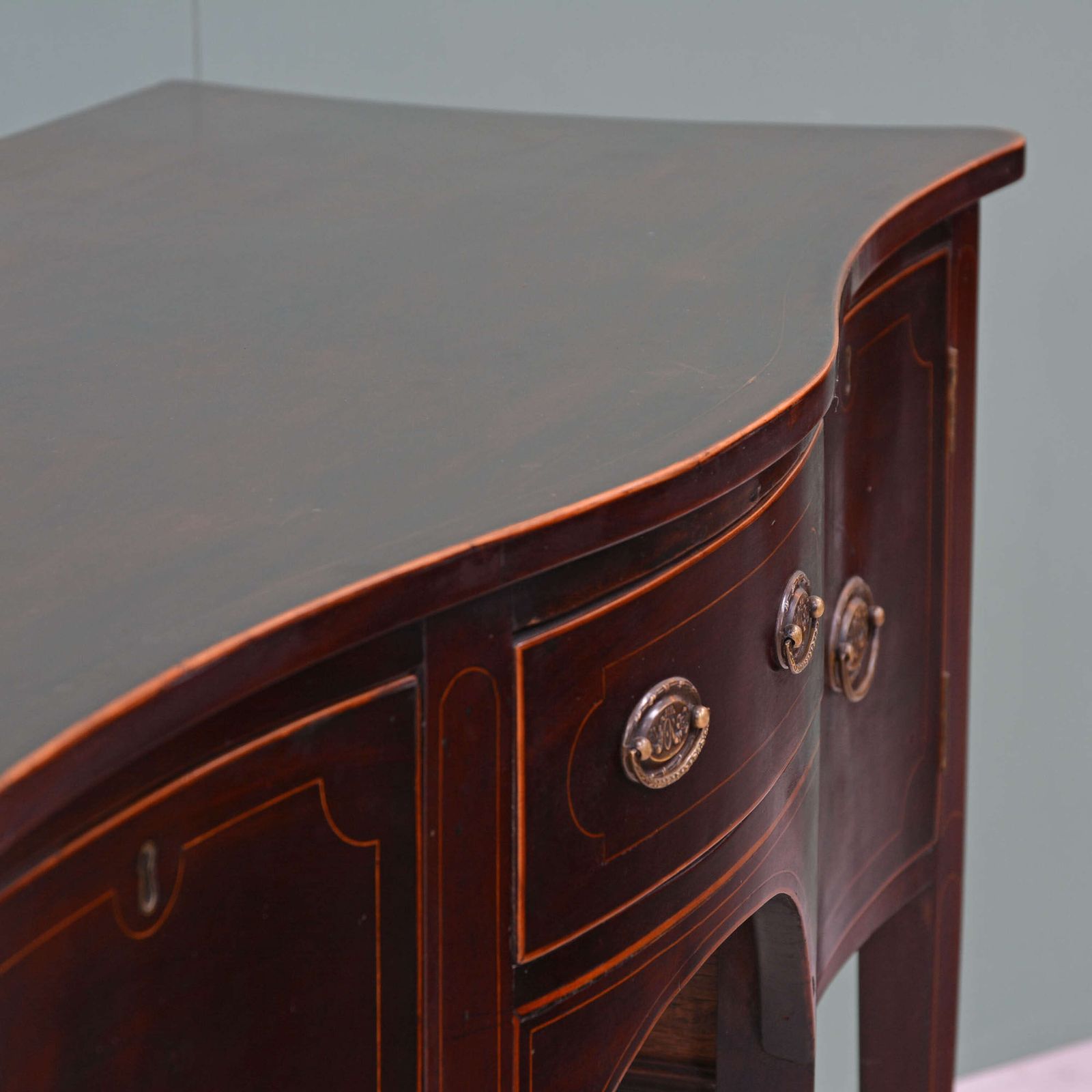 Sheraton Revival Serpentine Mahogany Sideboard photo for sale