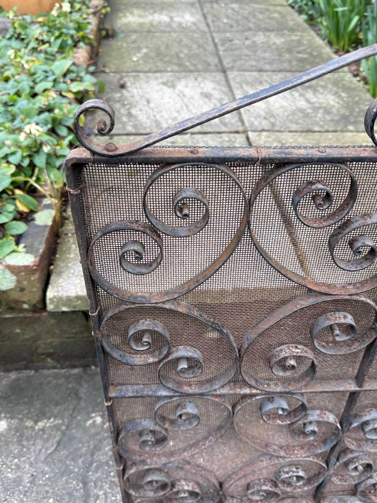 Antique Wrought Iron Fire Screen Victorian Scrollwork Fireplace Spark Guard photo buy