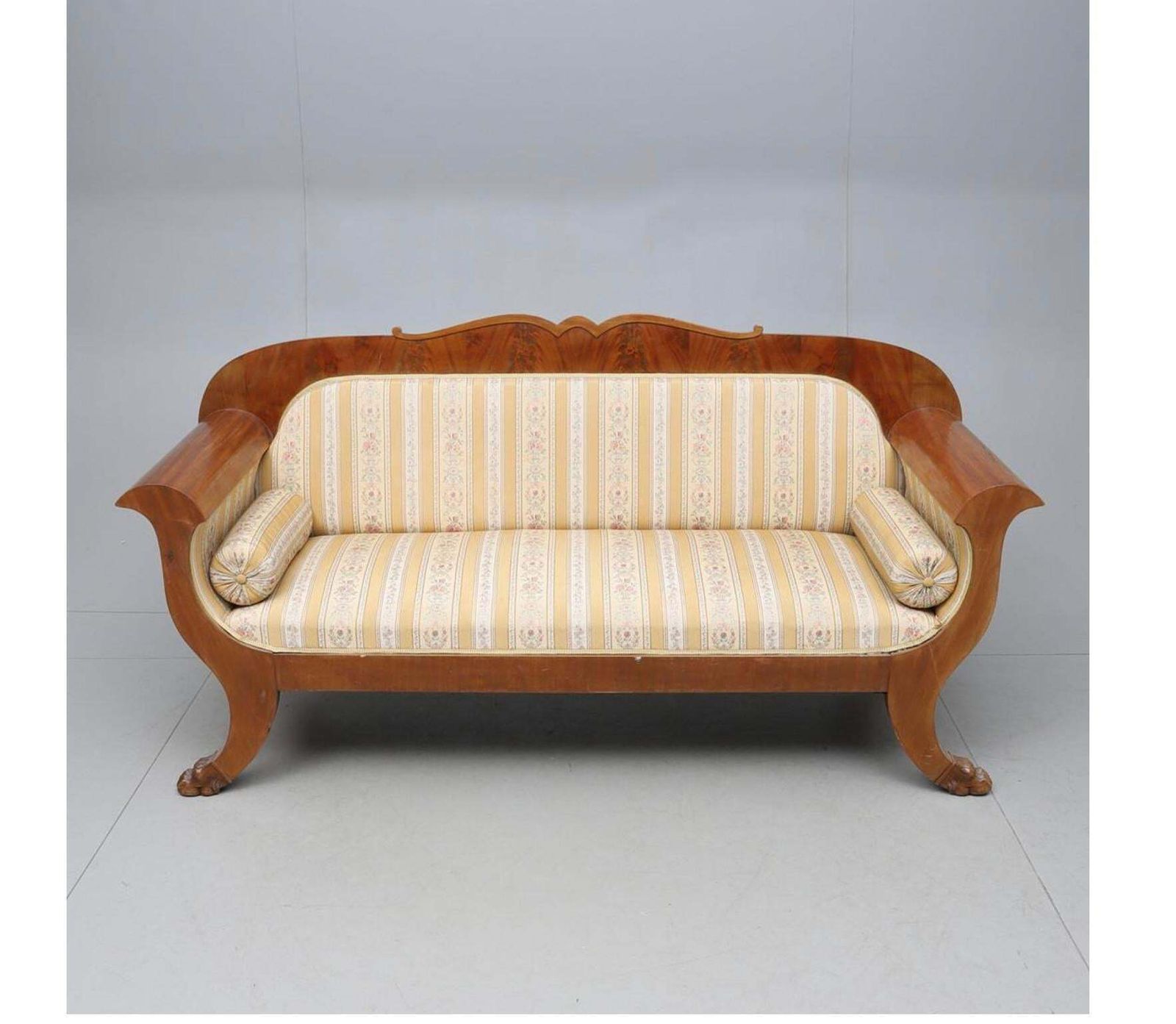 Swedish Biedermeier Antique Sofa Couch Empire 19th C 3 4 Seat Lion Feet photo for sale