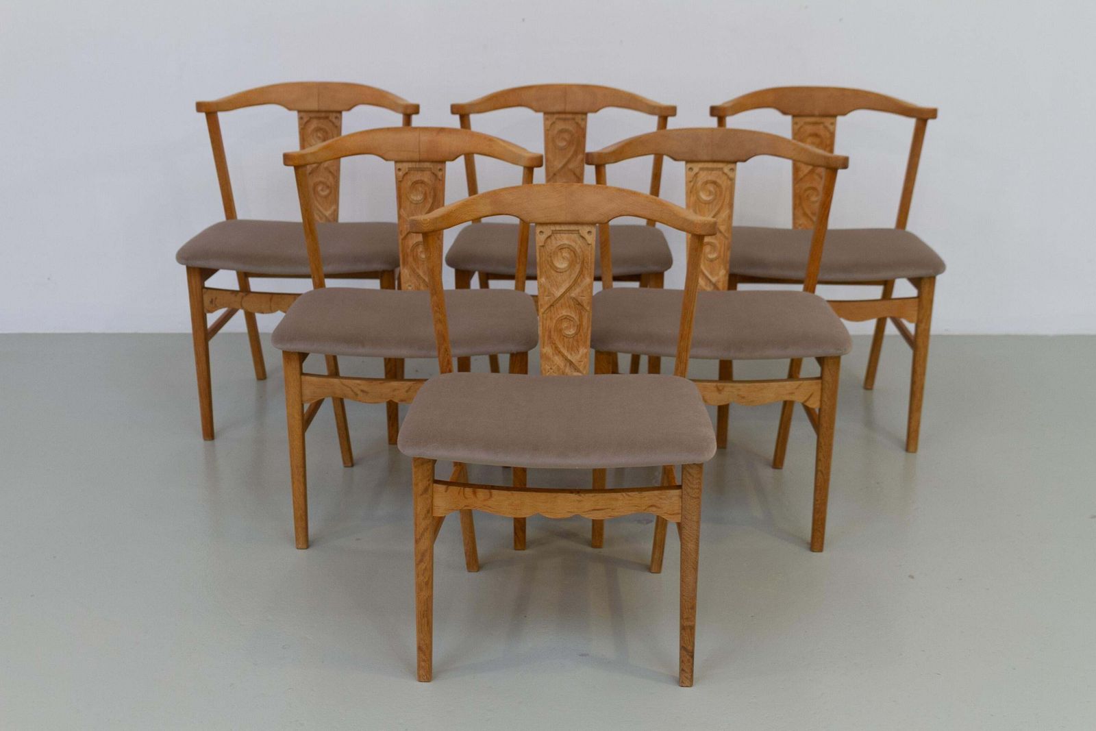Danish Brutalist Oak Dining Chairs By Henning Kjærnulf, 1960s. Set Of 6. photo Furniture